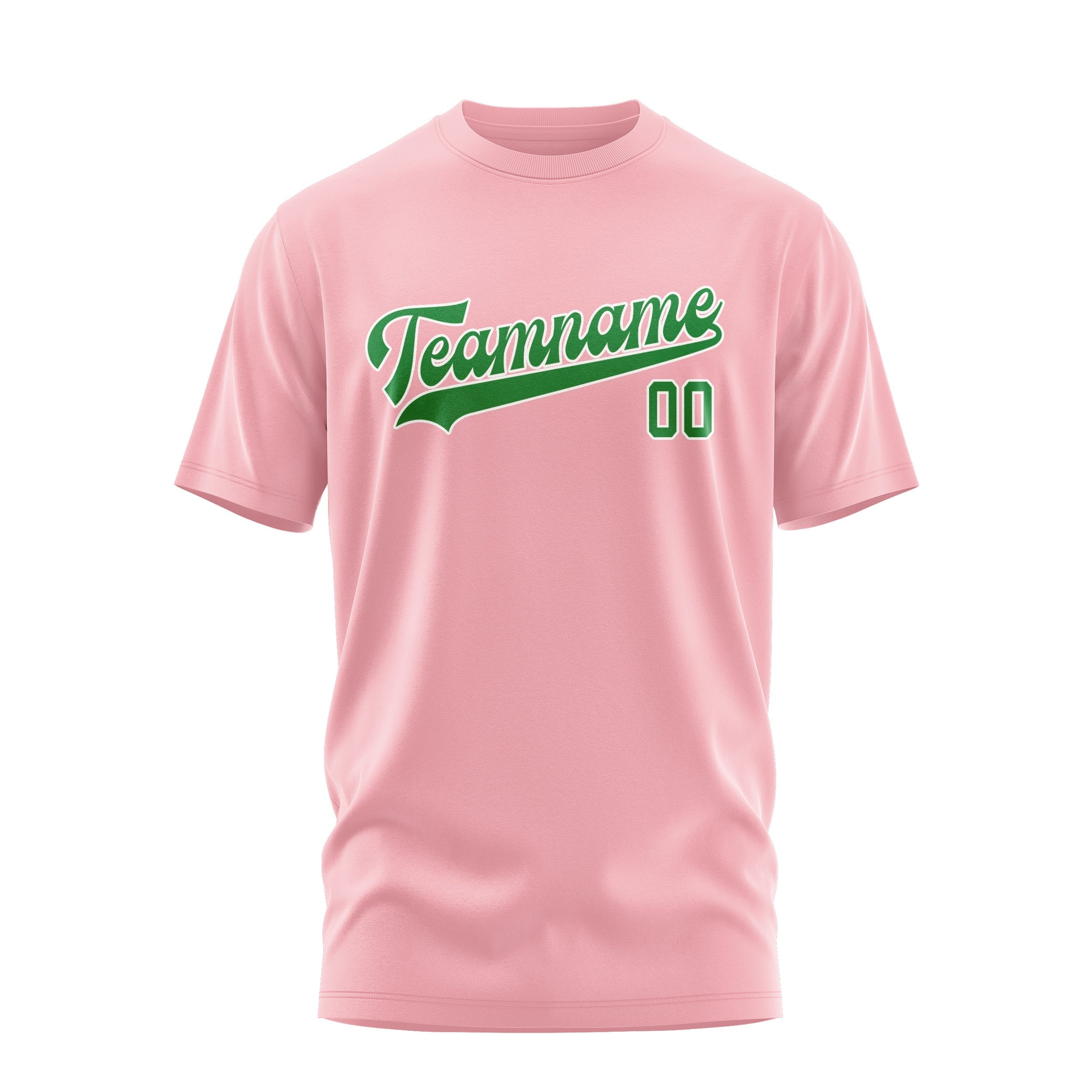 Custom Light Pink Emerald Green T-Shirt