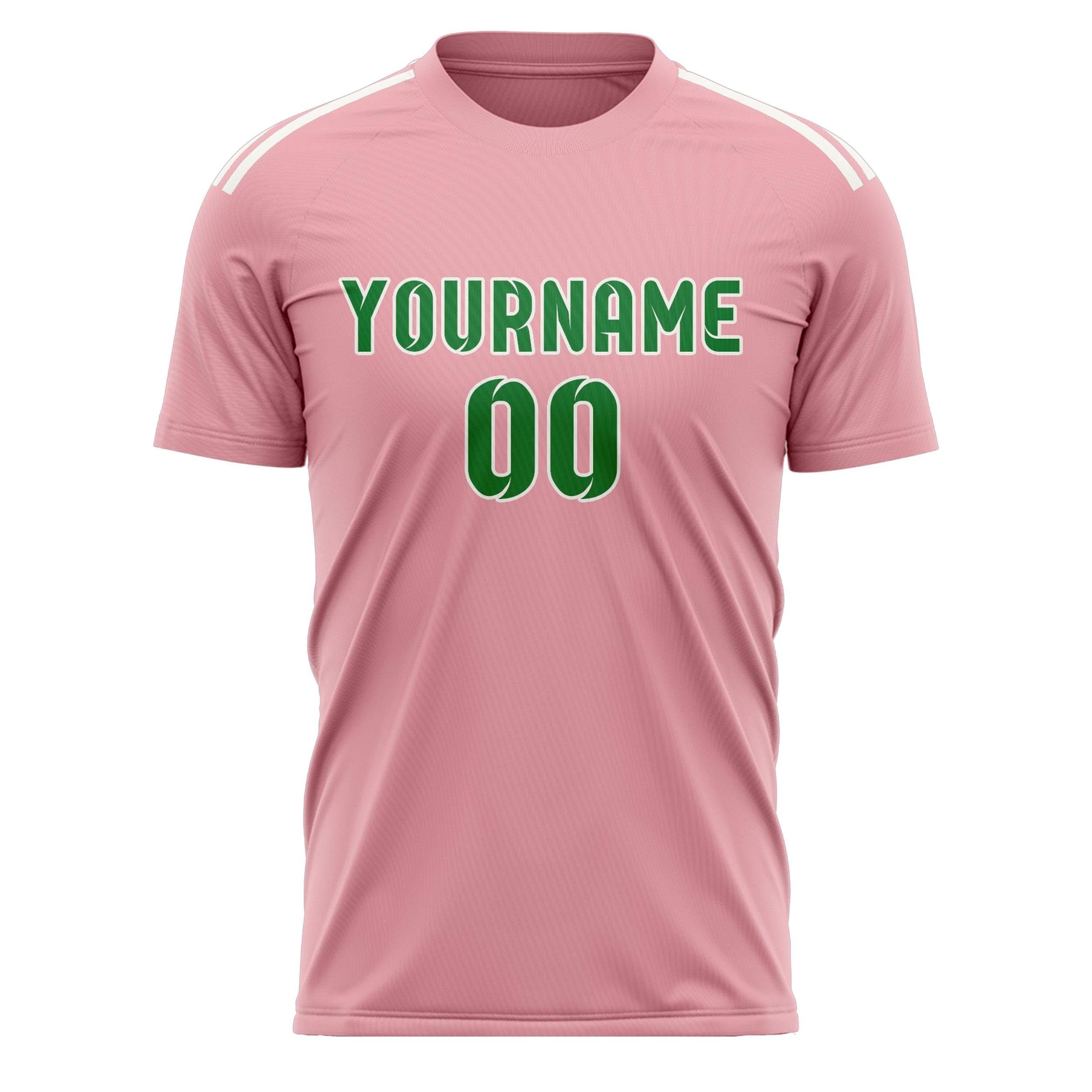 Custom Light Pink Emerald Green Soccer Jersey