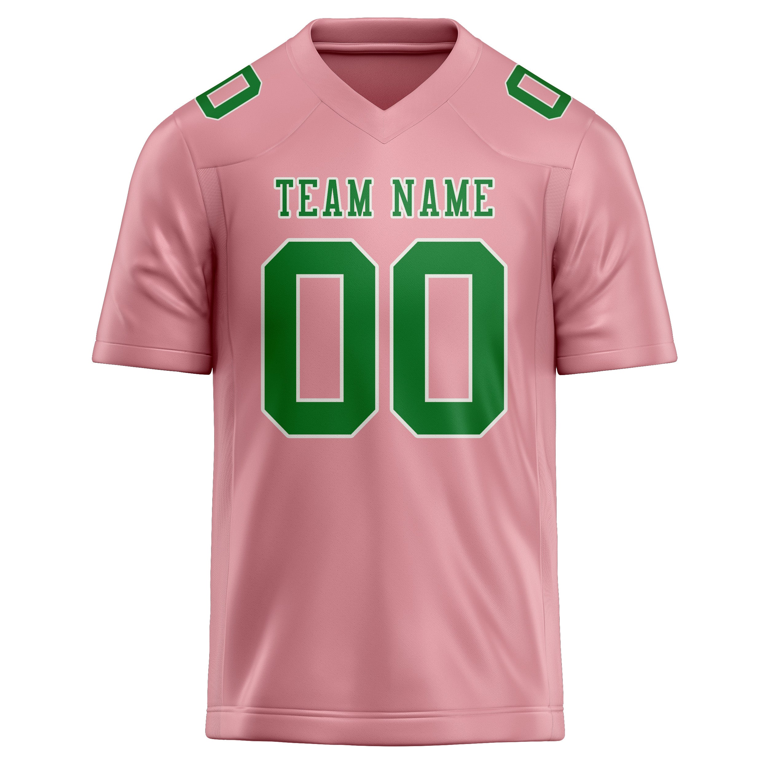 Custom Light Pink Emerald Green Football Jersey