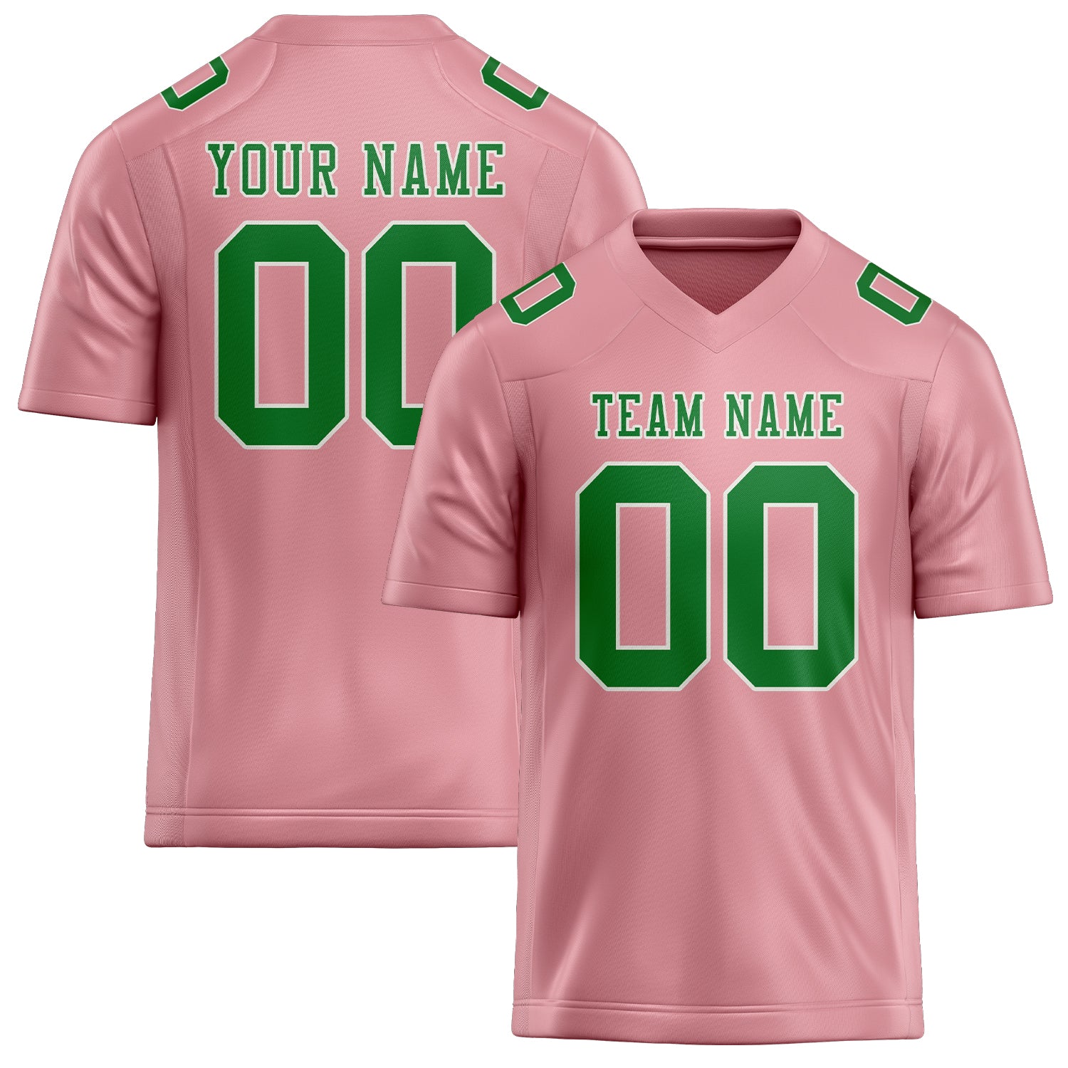 Custom Light Pink Emerald Green Football Jersey