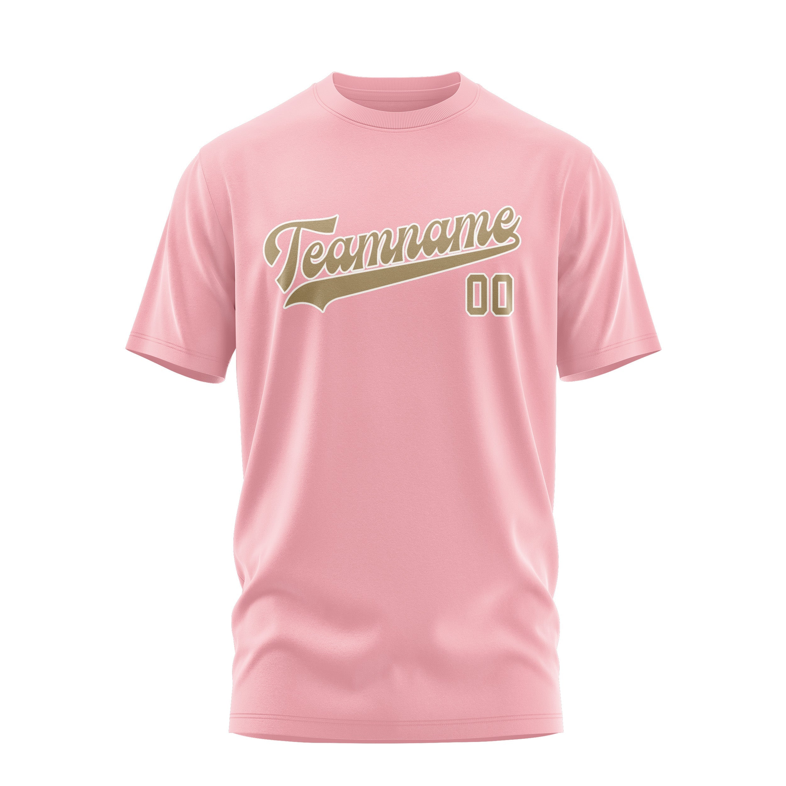 Custom Light Pink Light Khaki T-Shirt