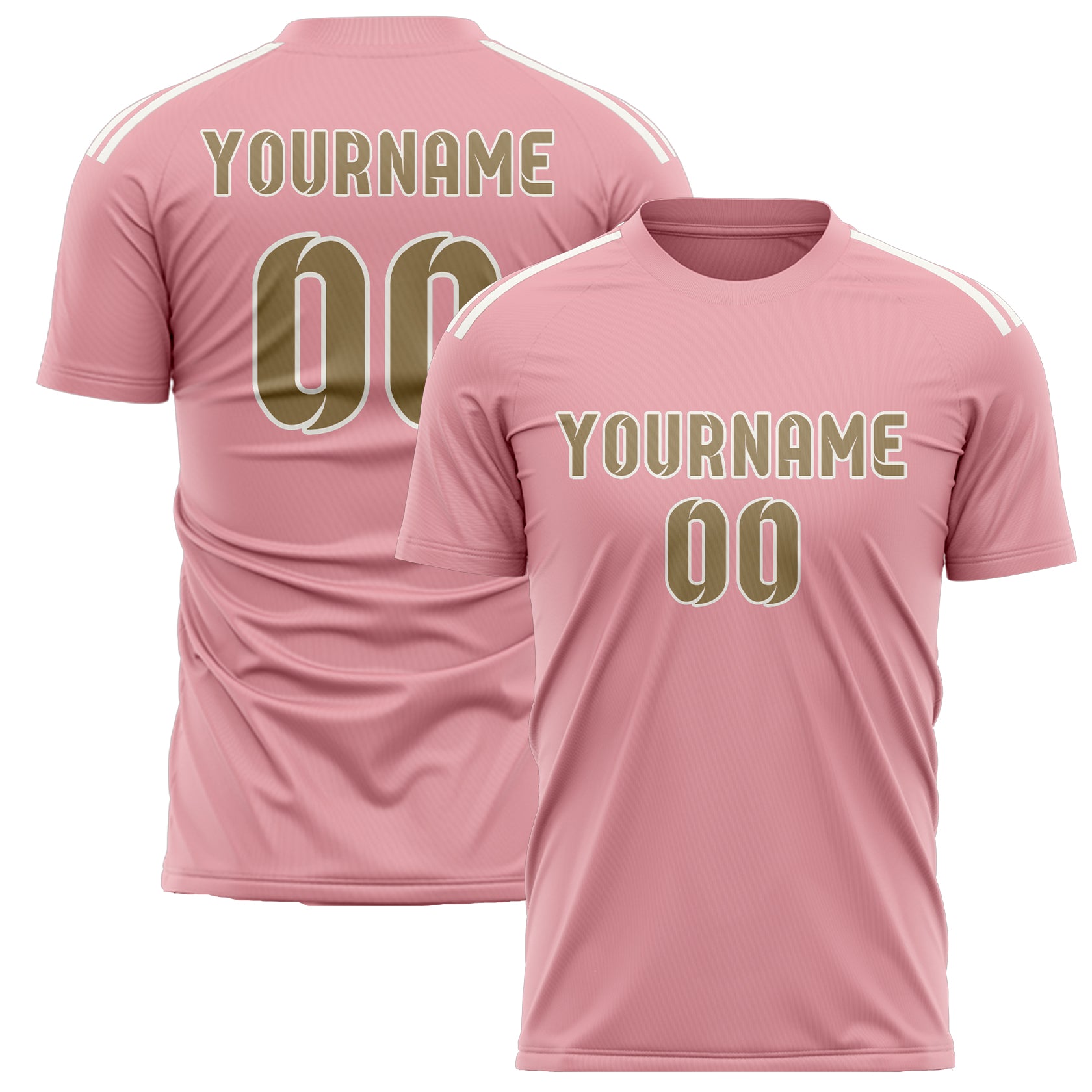 Custom Light Pink Light Khaki Soccer Jersey