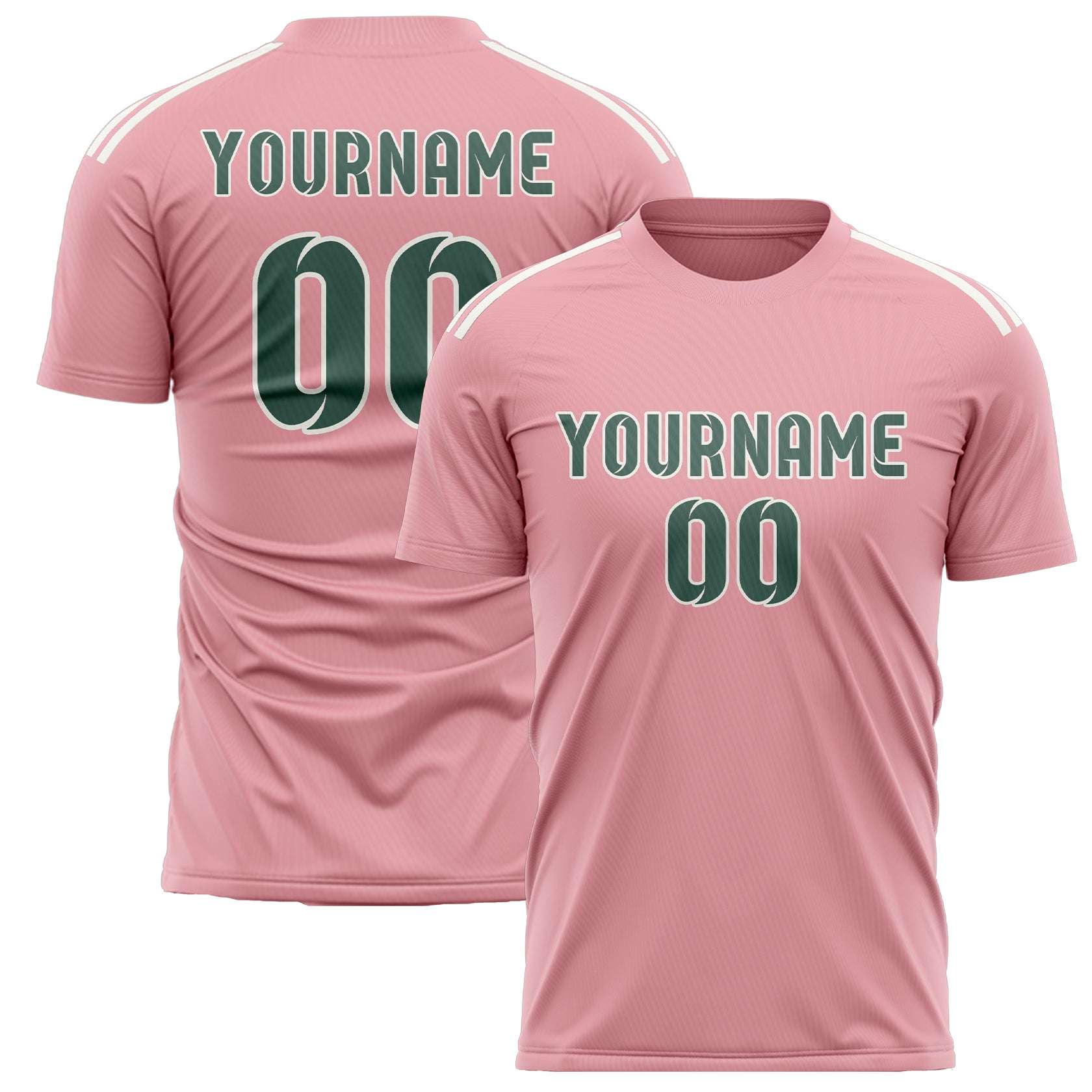 Custom Light Pink Blue Green Soccer Jersey