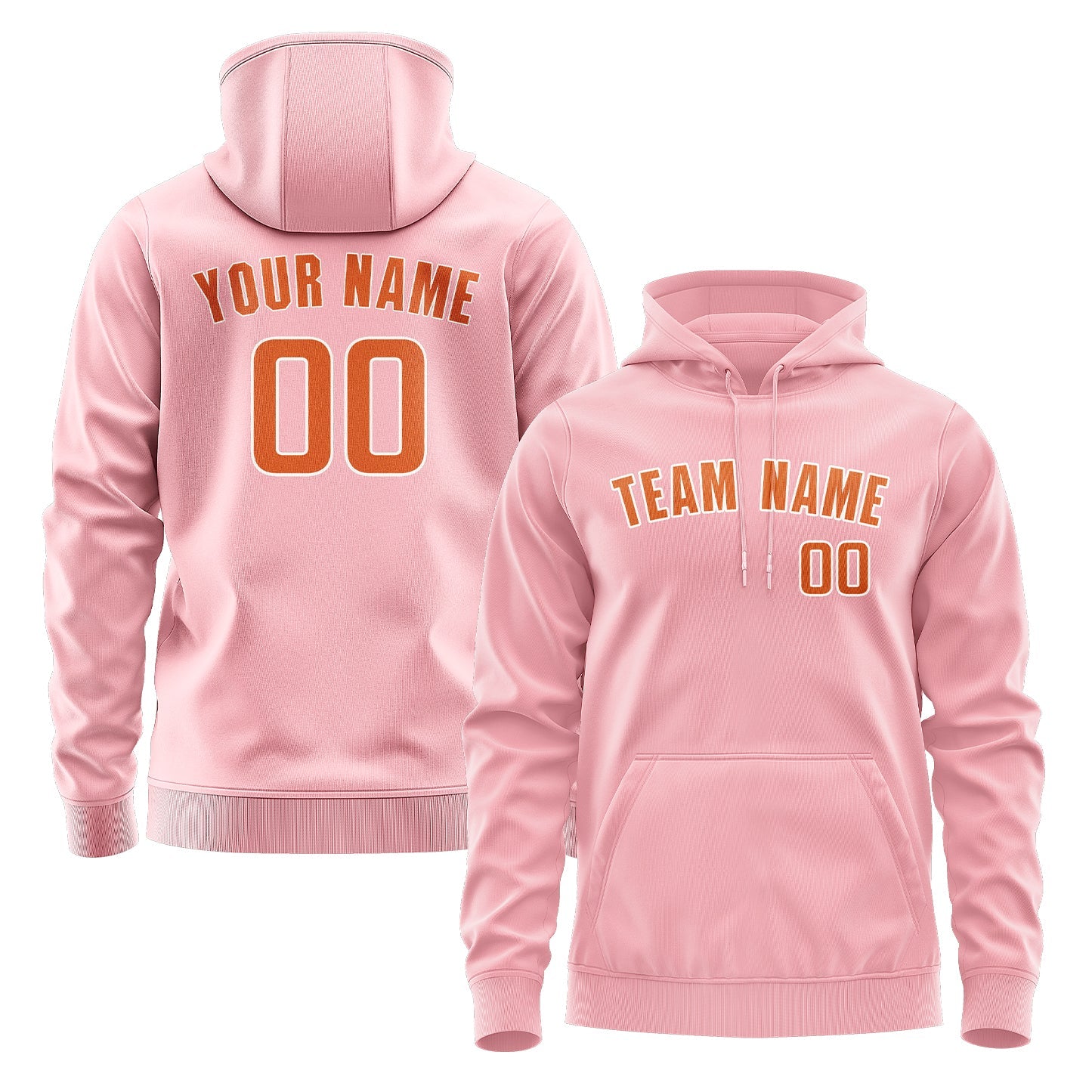 Custom Light Pink Orange Hoodie