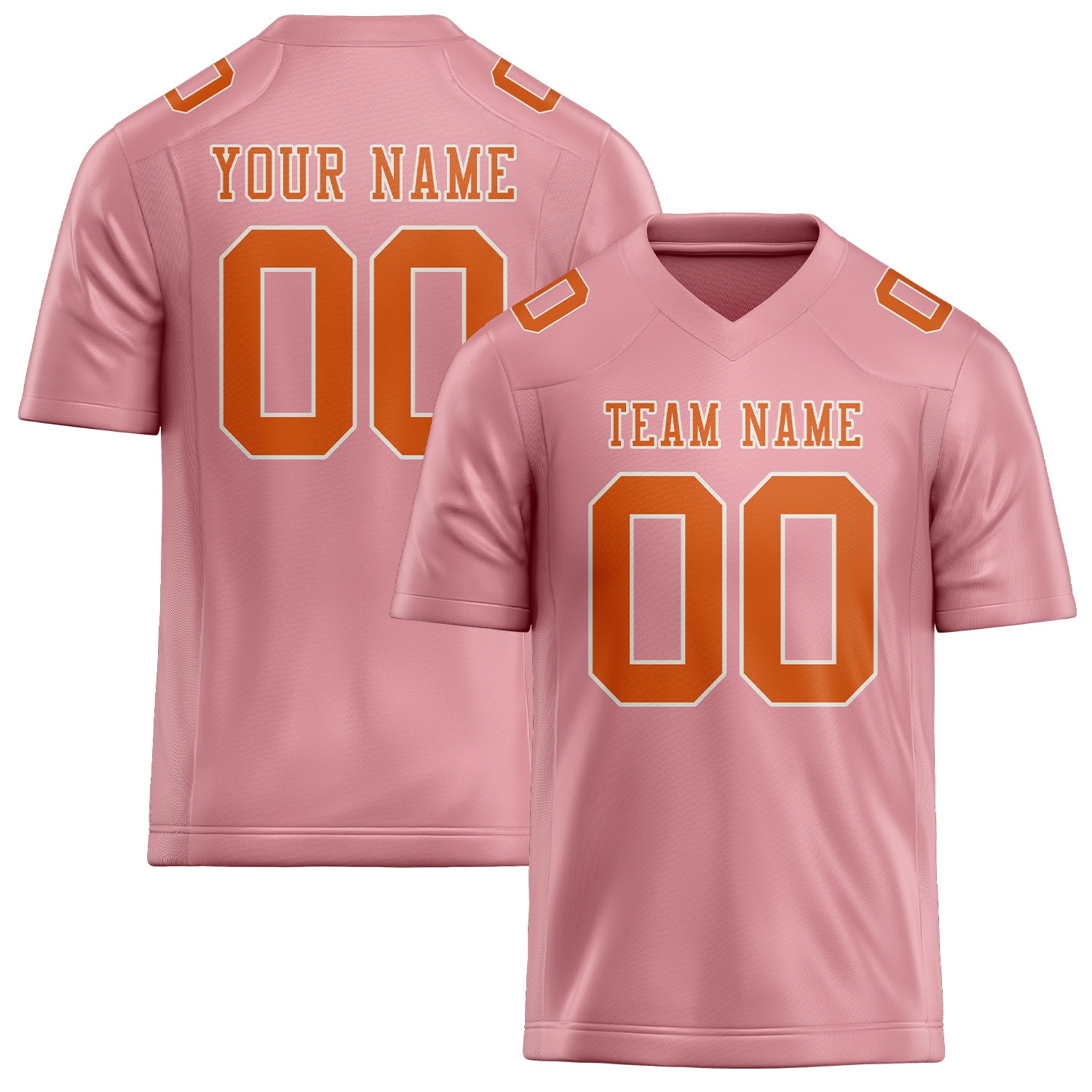 Custom Light Pink Orange Football Jersey