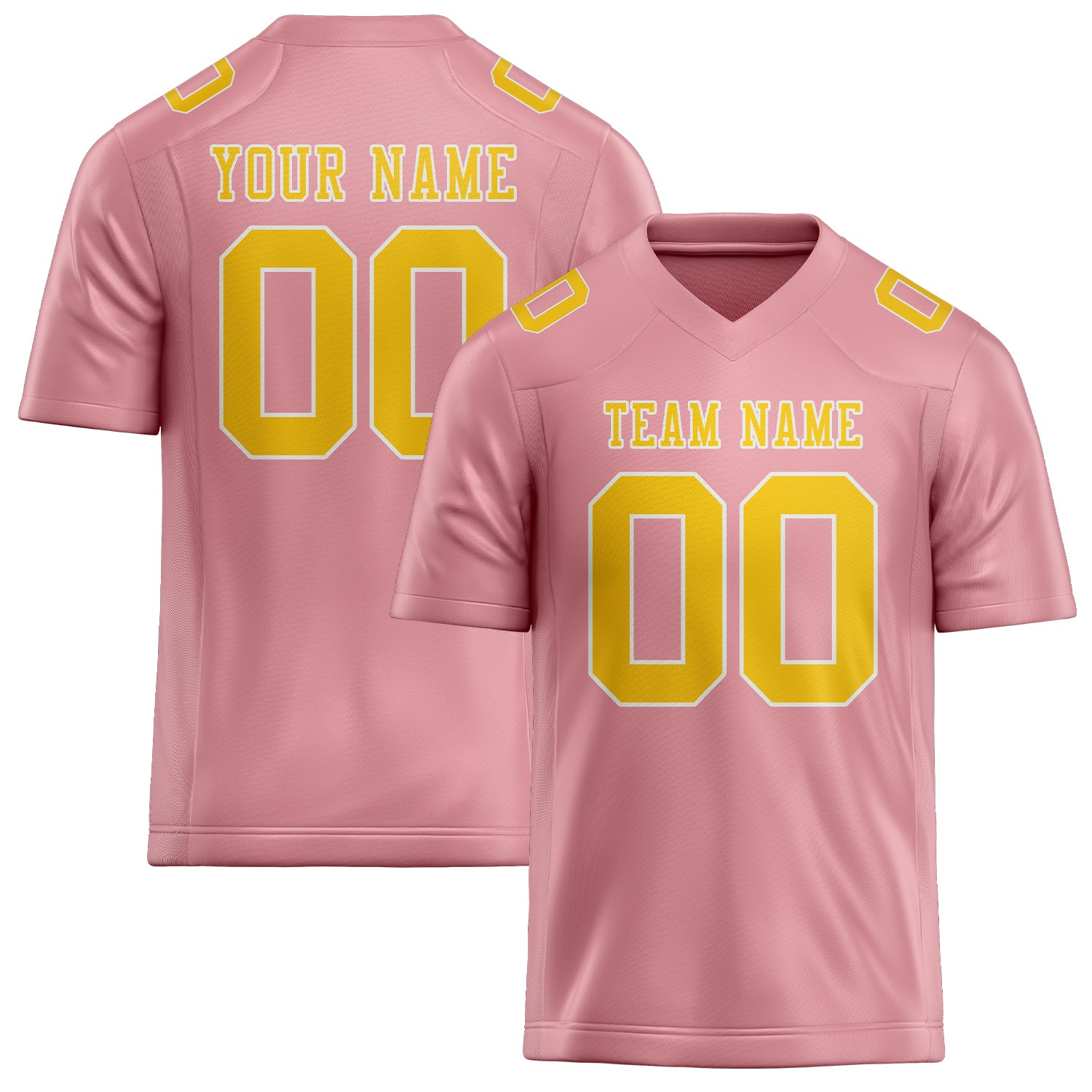 Custom Light Pink Gold Football Jersey