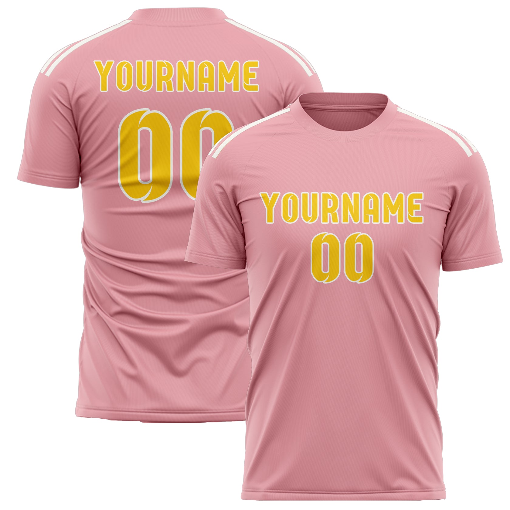 Custom Light Pink Gold Soccer Jersey