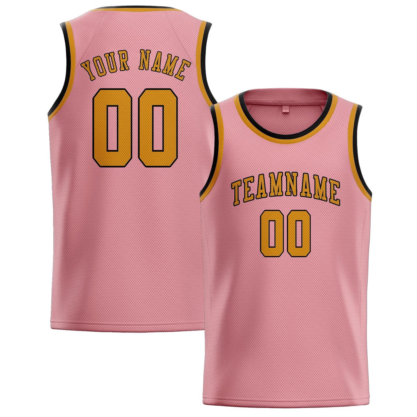 Custom Light Pink Yellow Basketball Jersey