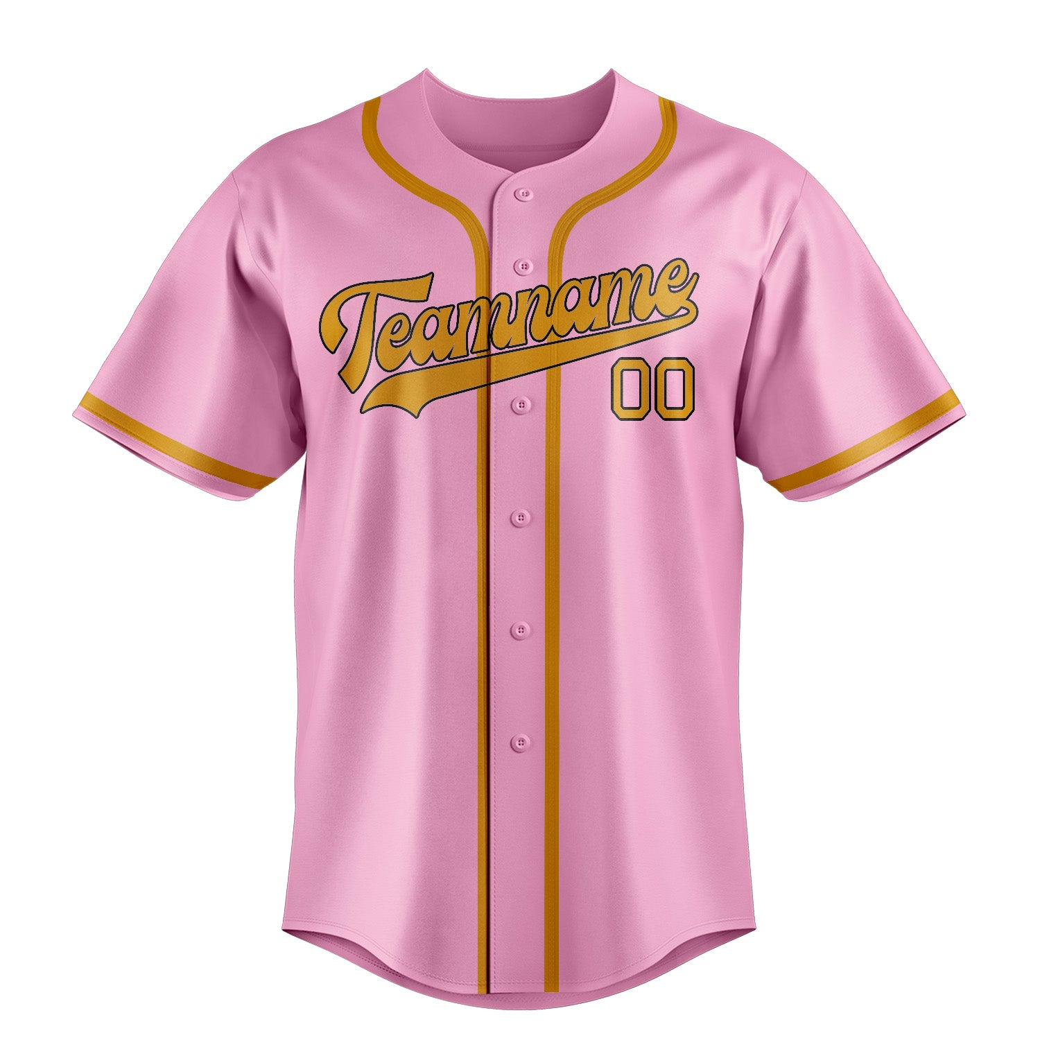 Custom Light Pink Yellow Baseball Jersey