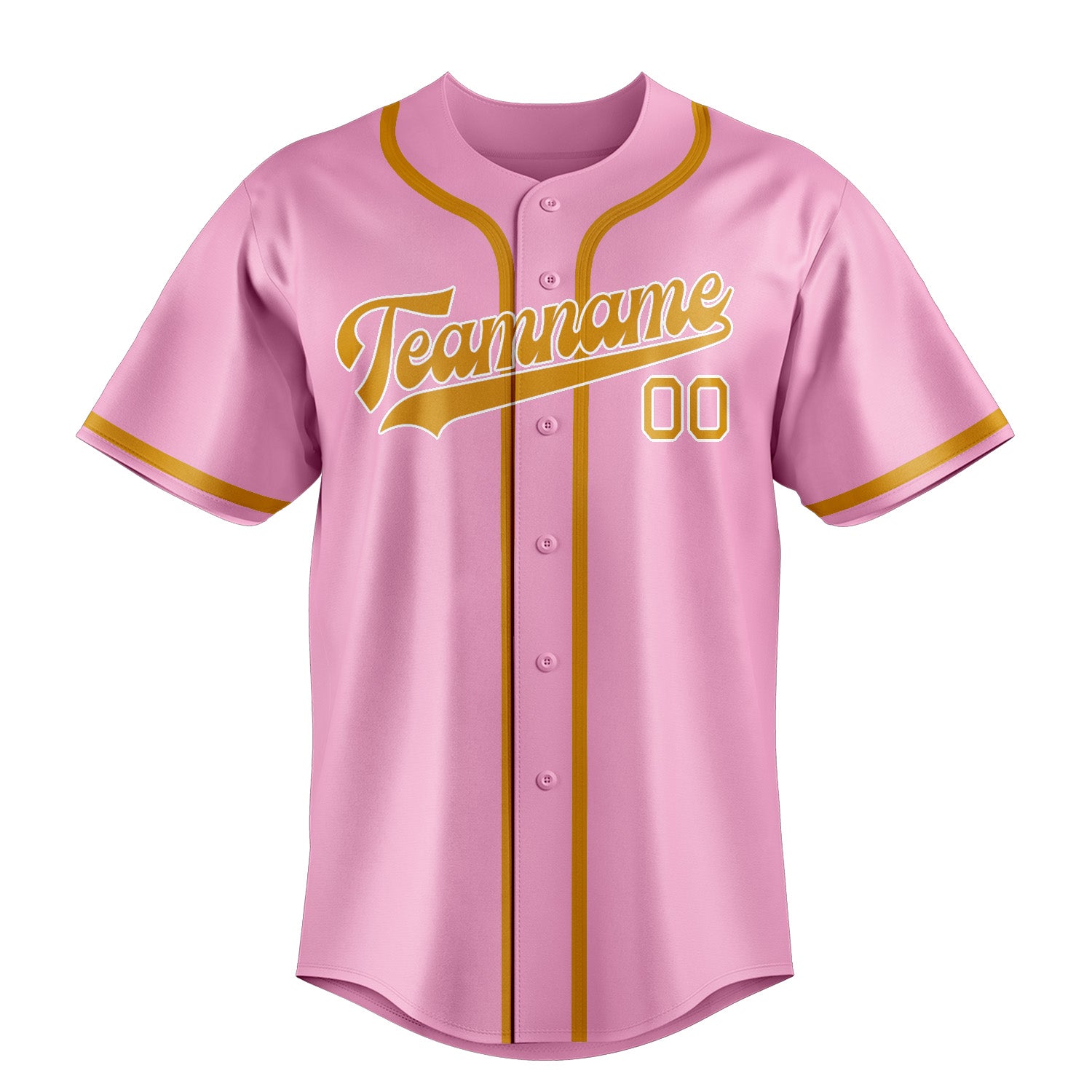 Custom Light Pink Yellow Baseball Jersey