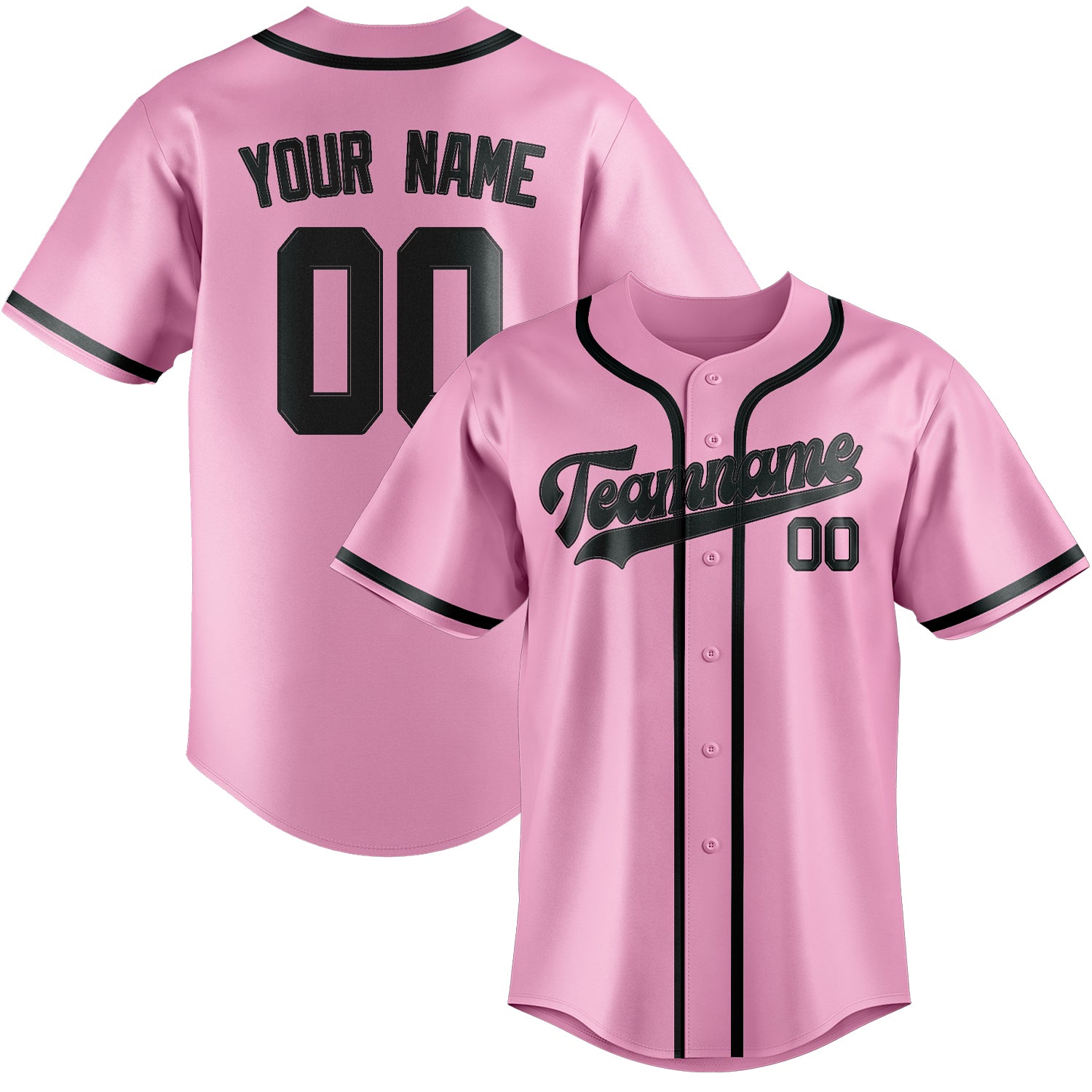 Custom Light Pink Dark Grey Baseball Jersey