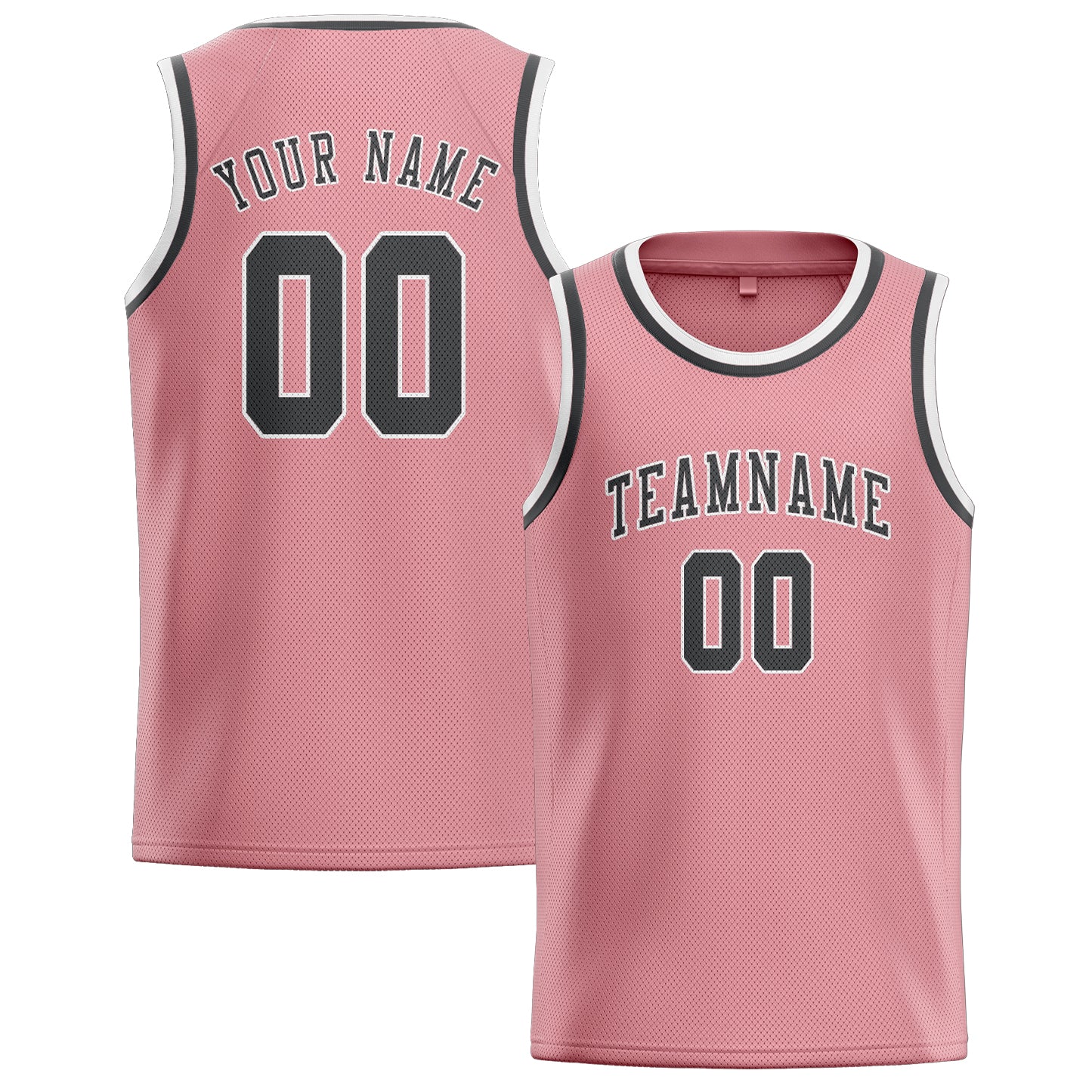 Custom Light Pink Dark Grey Basketball Jersey