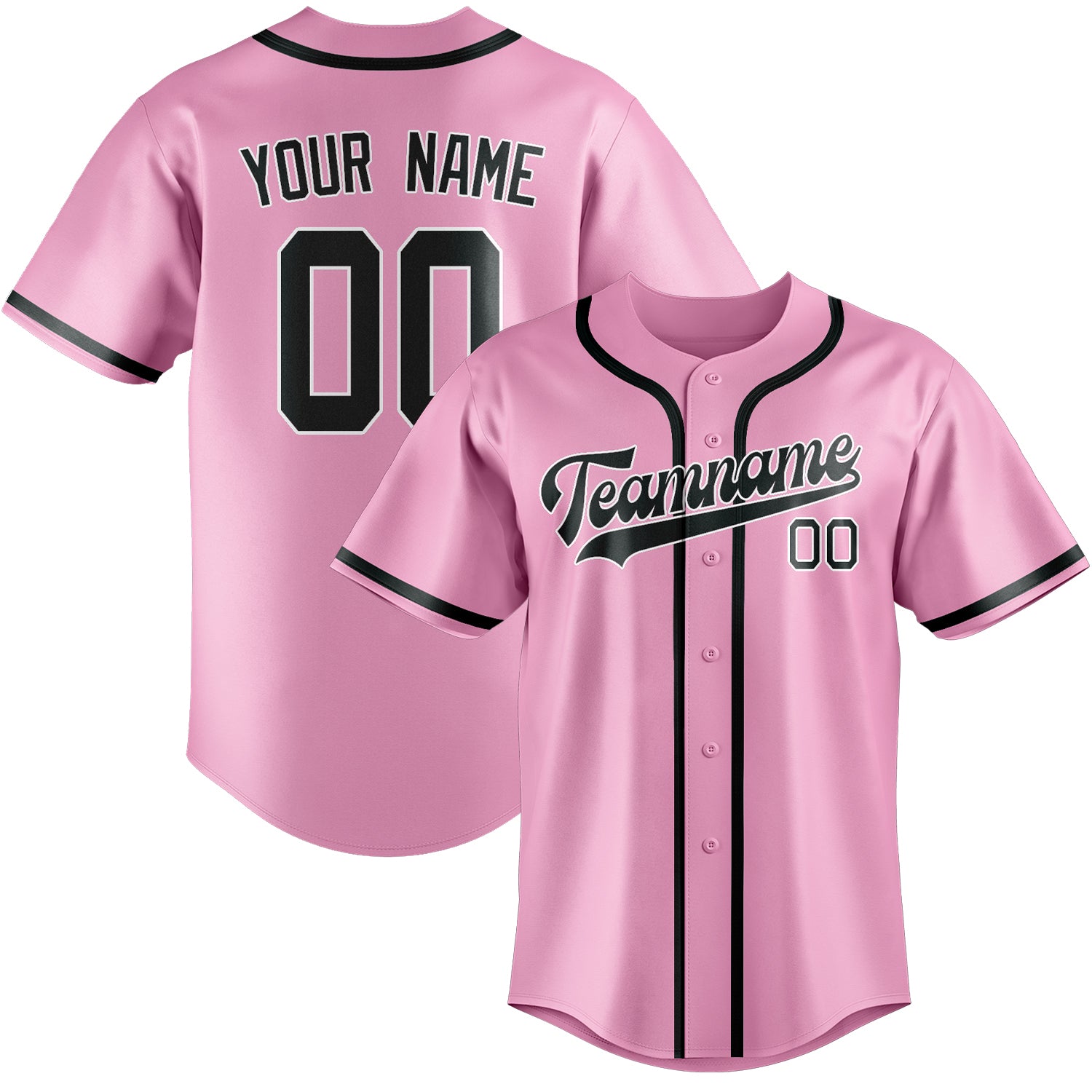 Custom Light Pink Dark Grey Baseball Jersey