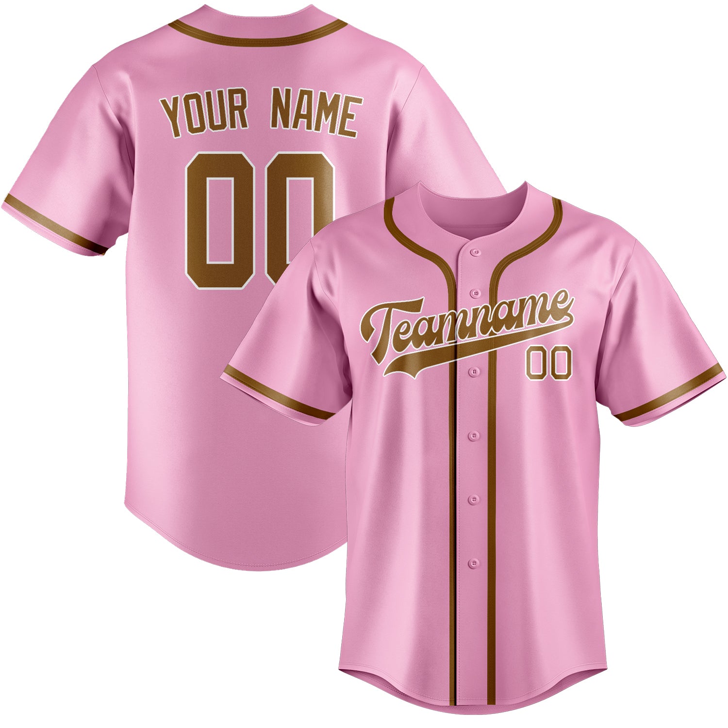 Custom Light Pink Khaki Baseball Jersey