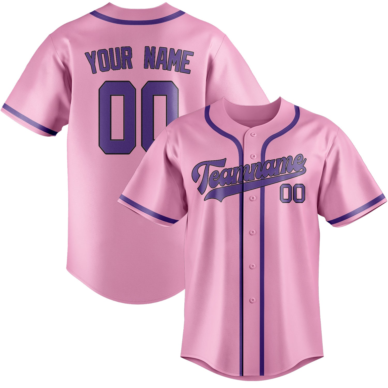 Custom Light Pink Light Purple Baseball Jersey