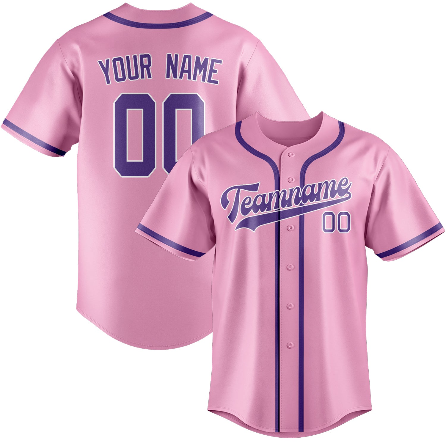 Custom Light Pink Light Purple Baseball Jersey