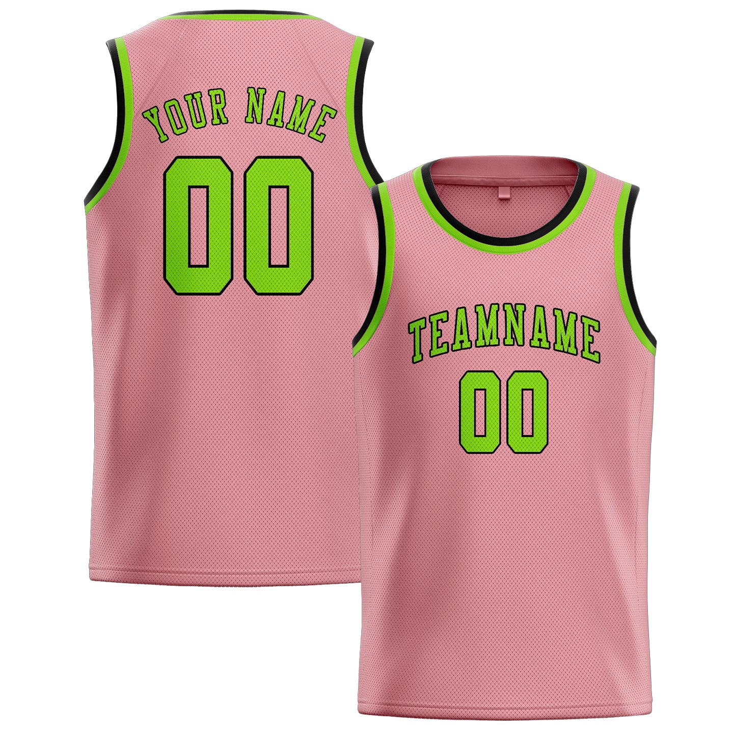 Custom Light Pink Emerald Green Basketball Jersey