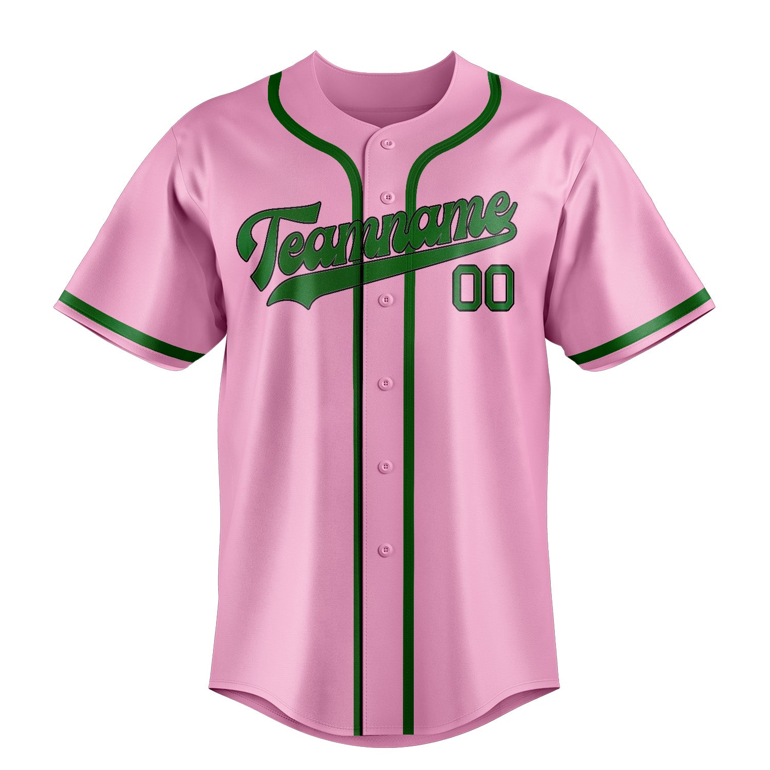 Custom Light Pink Emerald Green Baseball Jersey