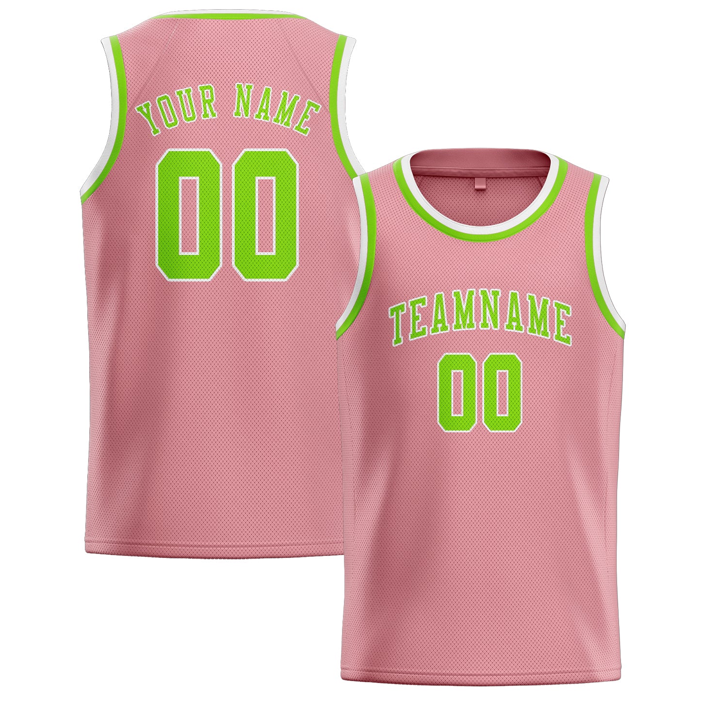 Custom Light Pink Emerald Green Basketball Jersey
