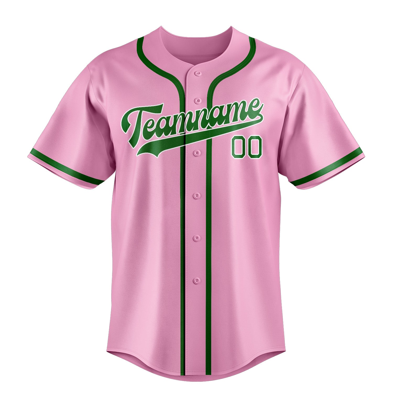 Custom Light Pink Emerald Green Baseball Jersey