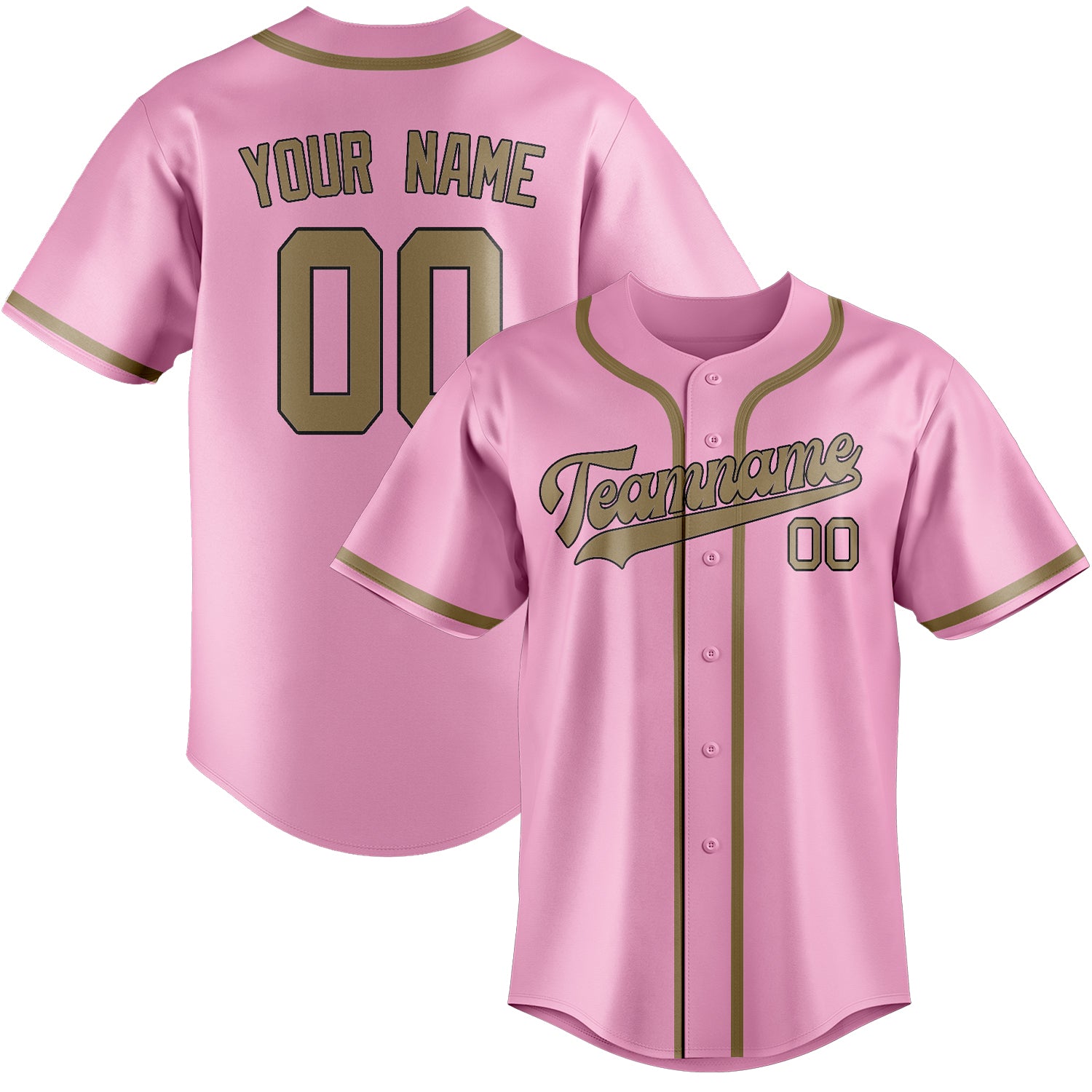 Custom Light Pink Light Khaki Baseball Jersey