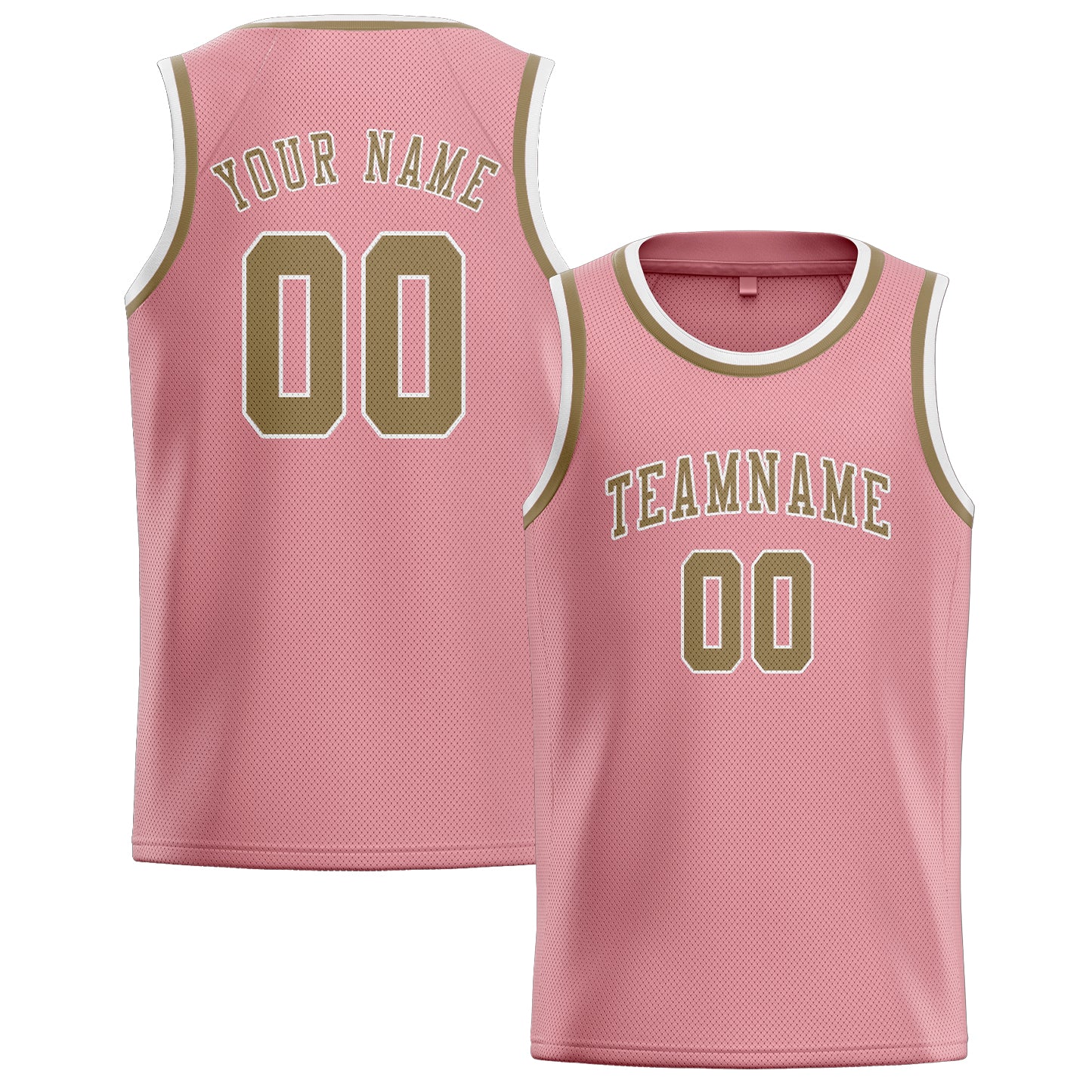 Custom Light Pink Light Khaki Basketball Jersey