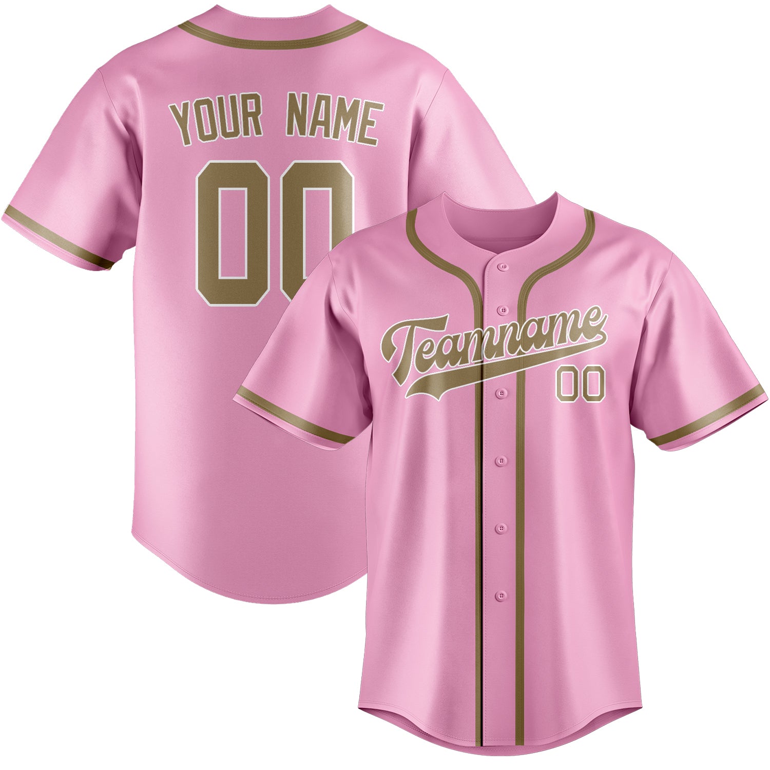 Custom Light Pink Light Khaki Baseball Jersey