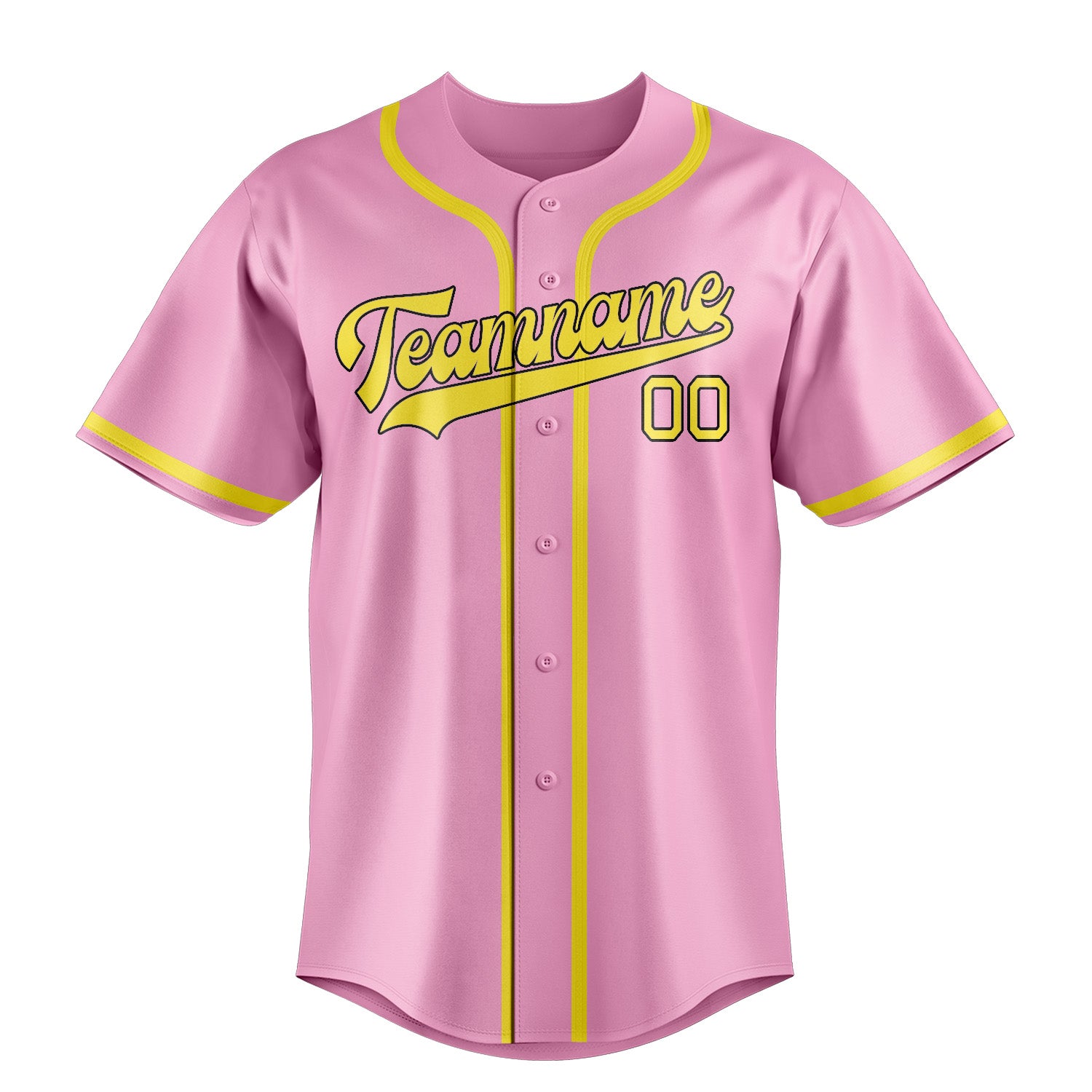 Custom Light Pink Light Yellow Baseball Jersey