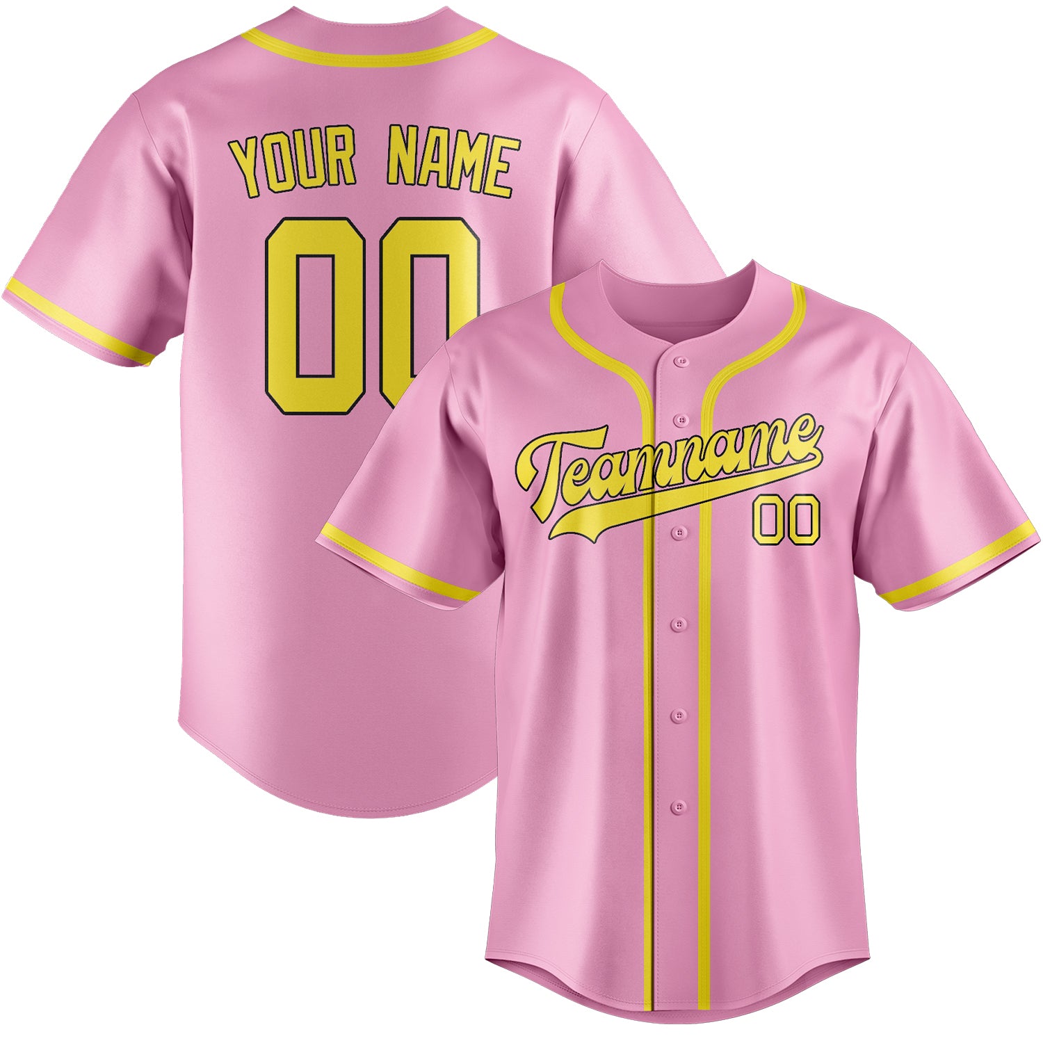 Custom Light Pink Light Yellow Baseball Jersey
