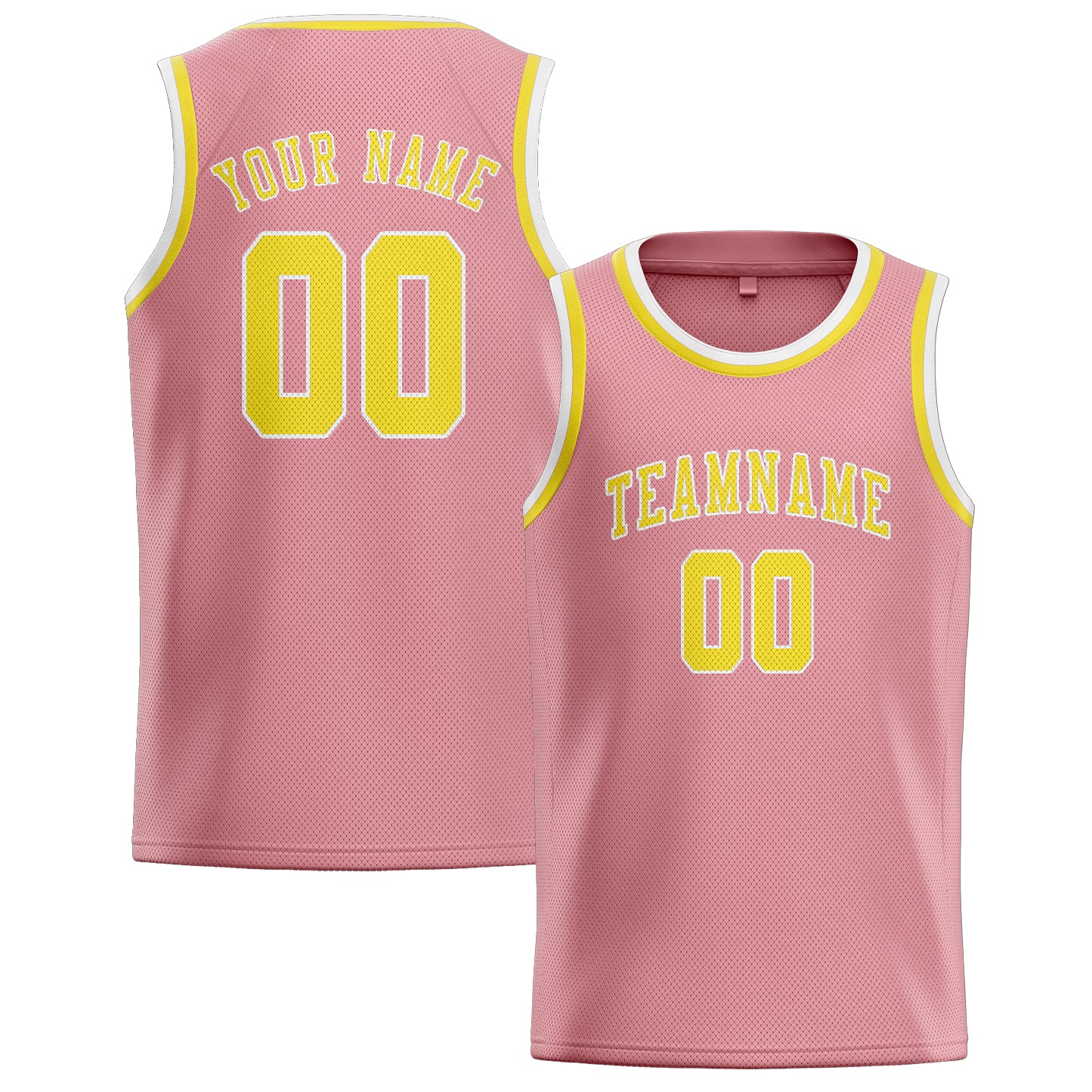 Custom Light Pink Light Yellow Basketball Jersey