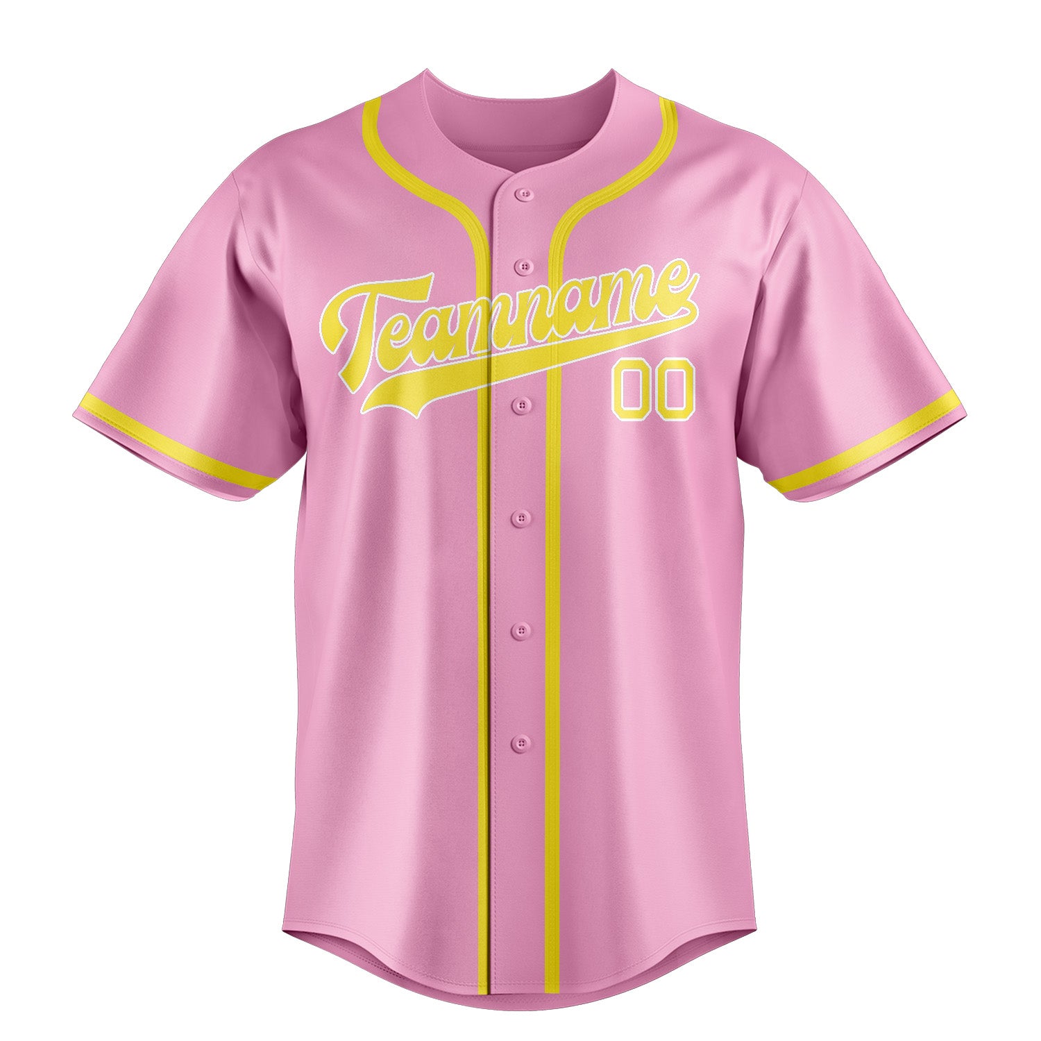 Custom Light Pink Light Yellow Baseball Jersey