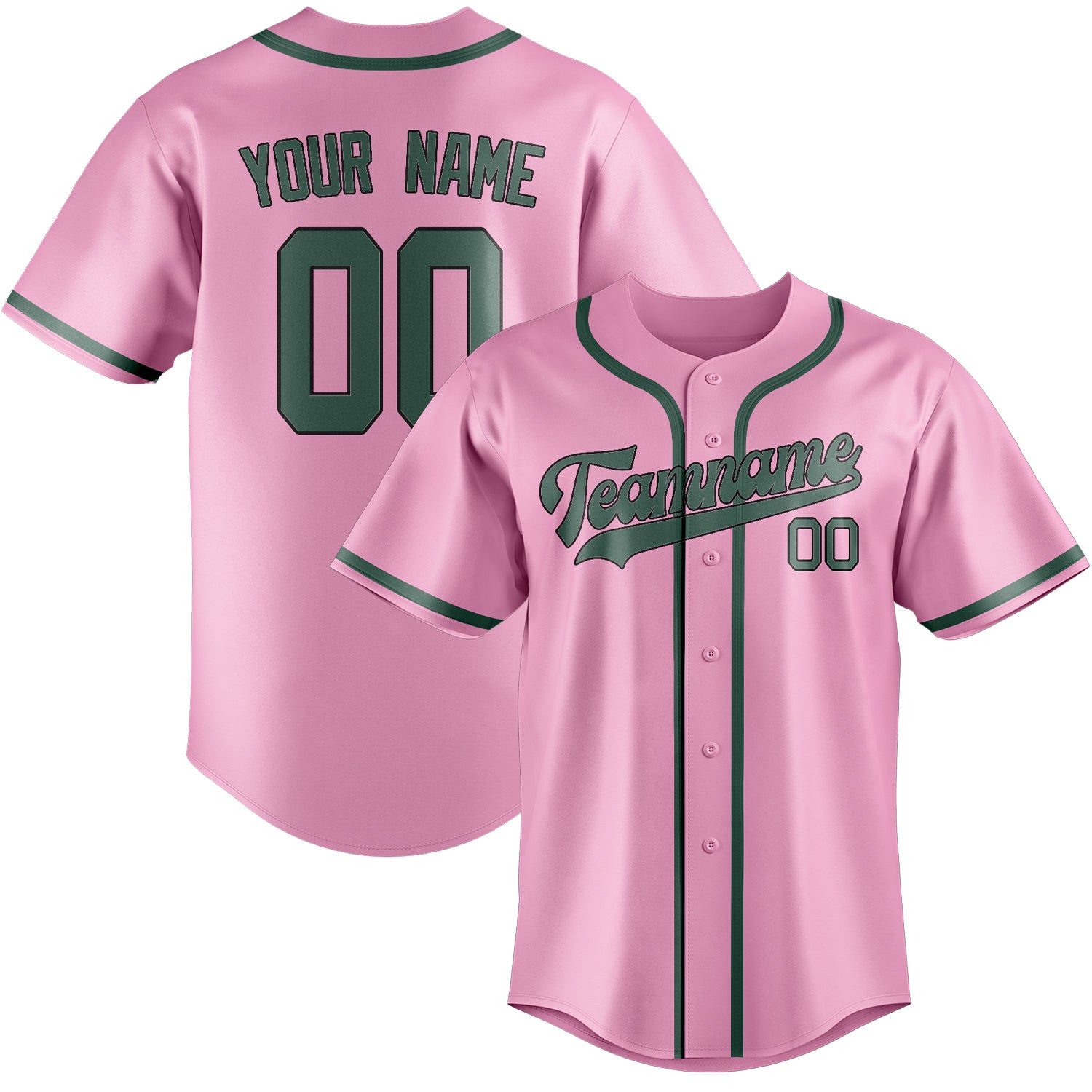 Custom Light Pink Blue Green Baseball Jersey