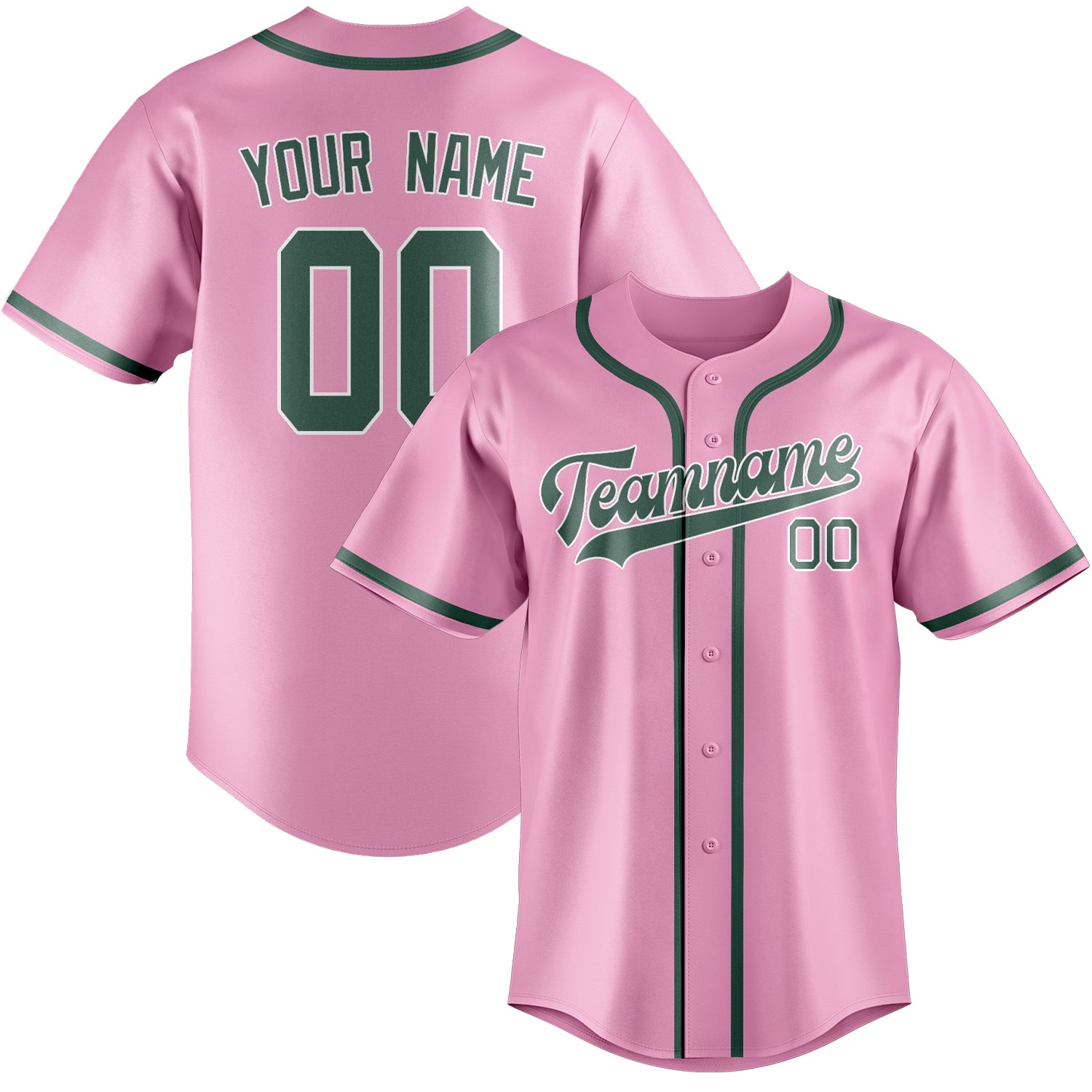 Custom Light Pink Blue Green Baseball Jersey