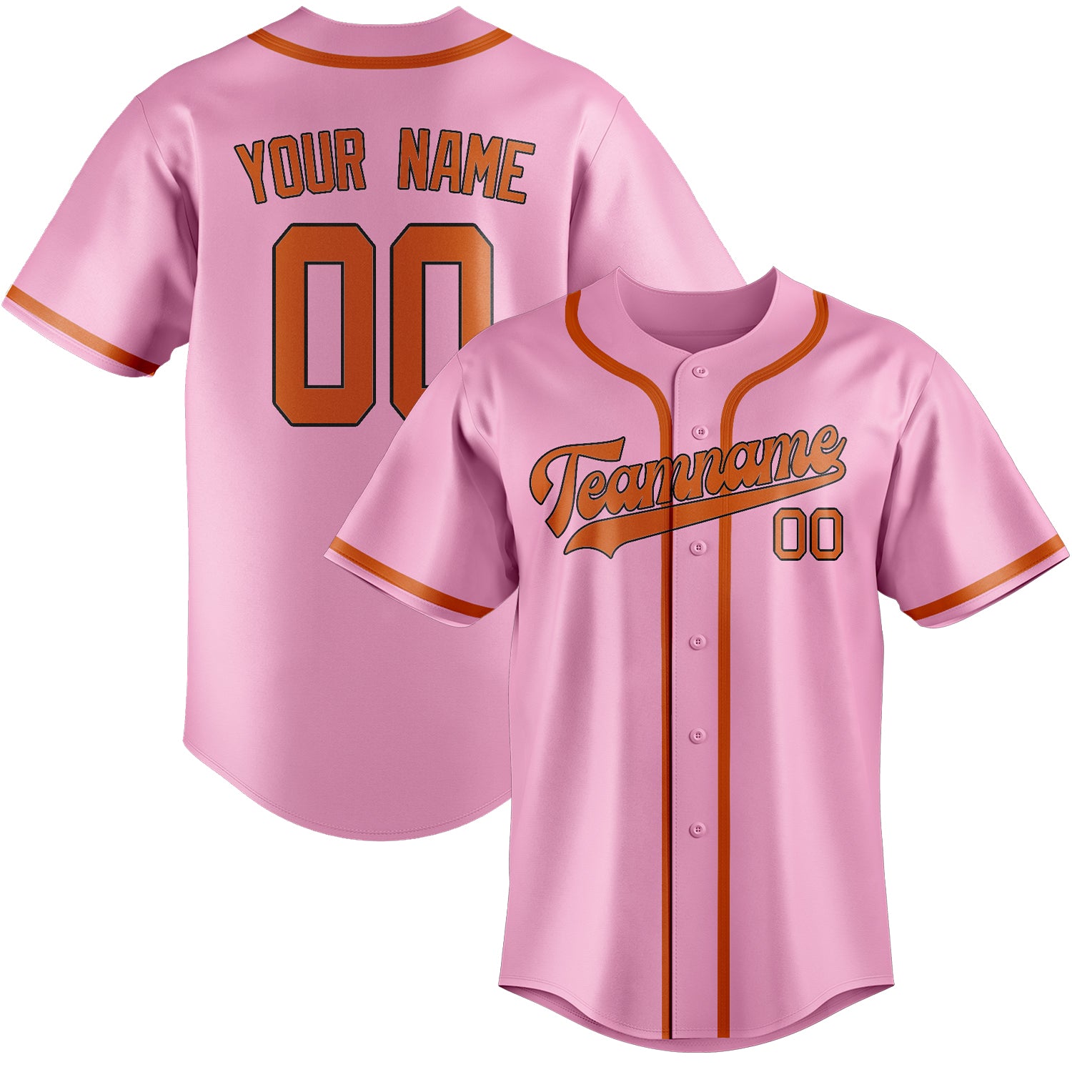 Custom Light Pink Orange Baseball Jersey