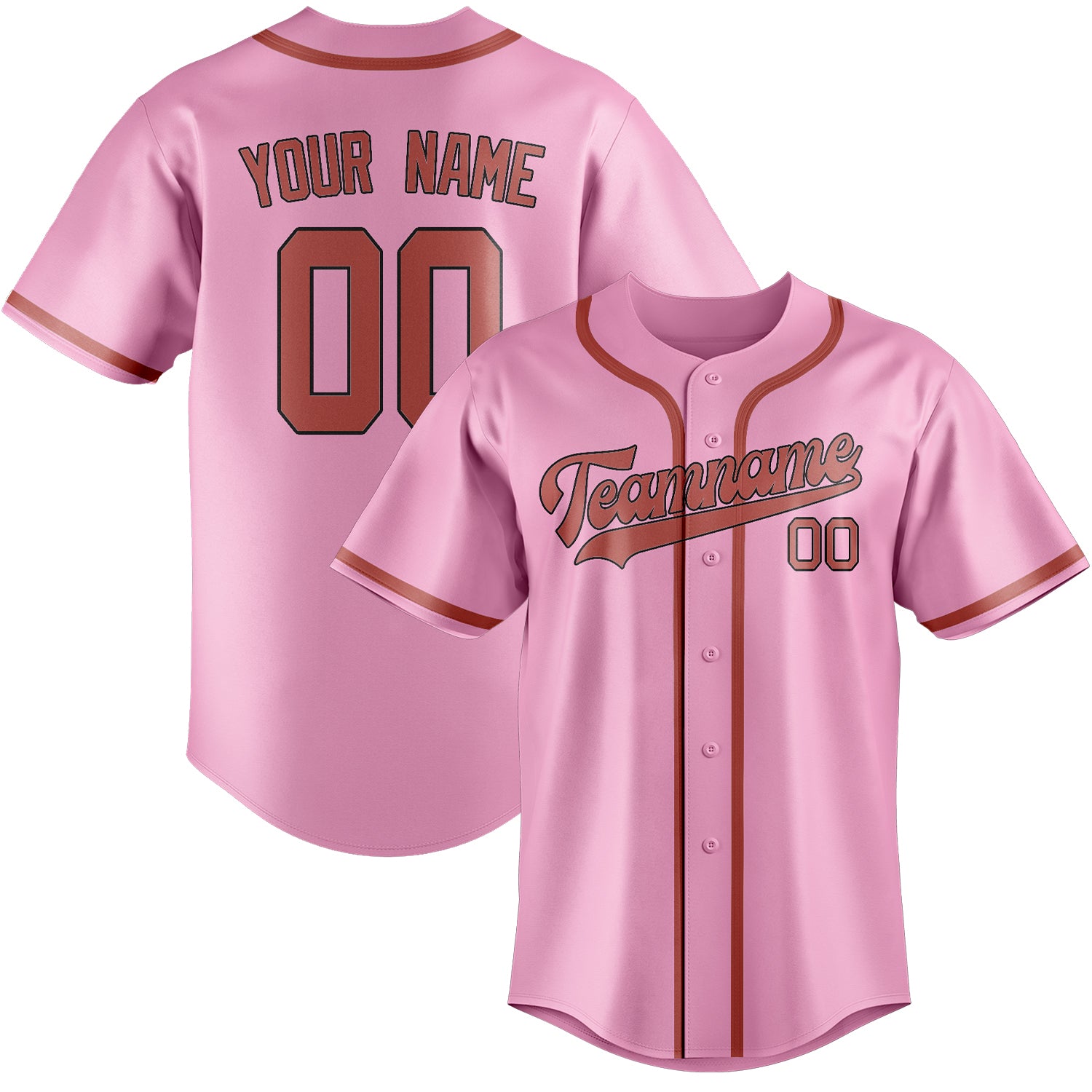 Custom Light Pink Copper Rose Baseball Jersey