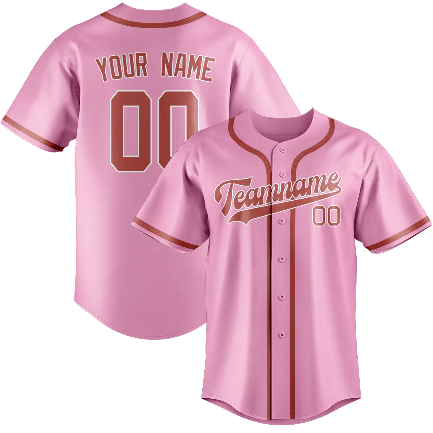 Custom Light Pink Copper Rose Baseball Jersey