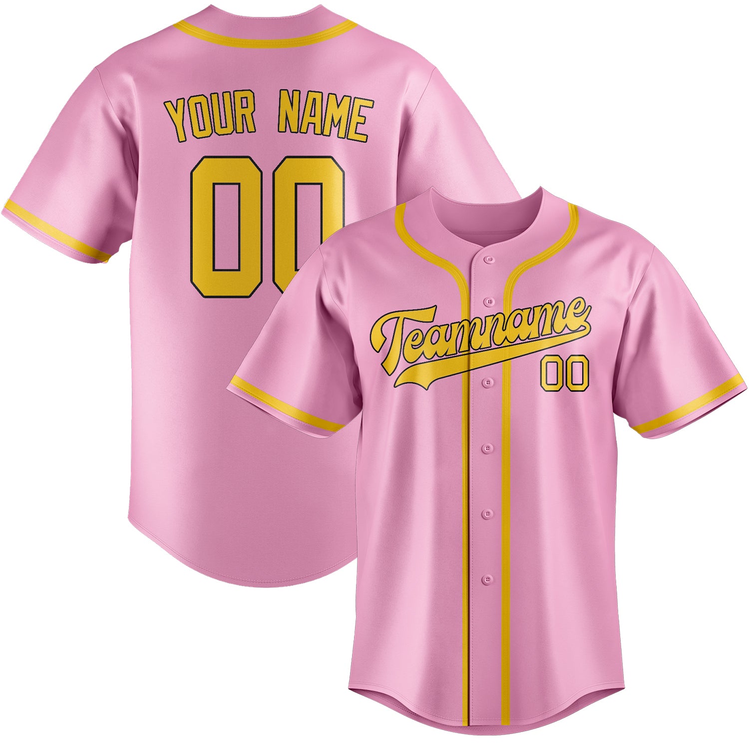 Custom Light Pink Gold Baseball Jersey