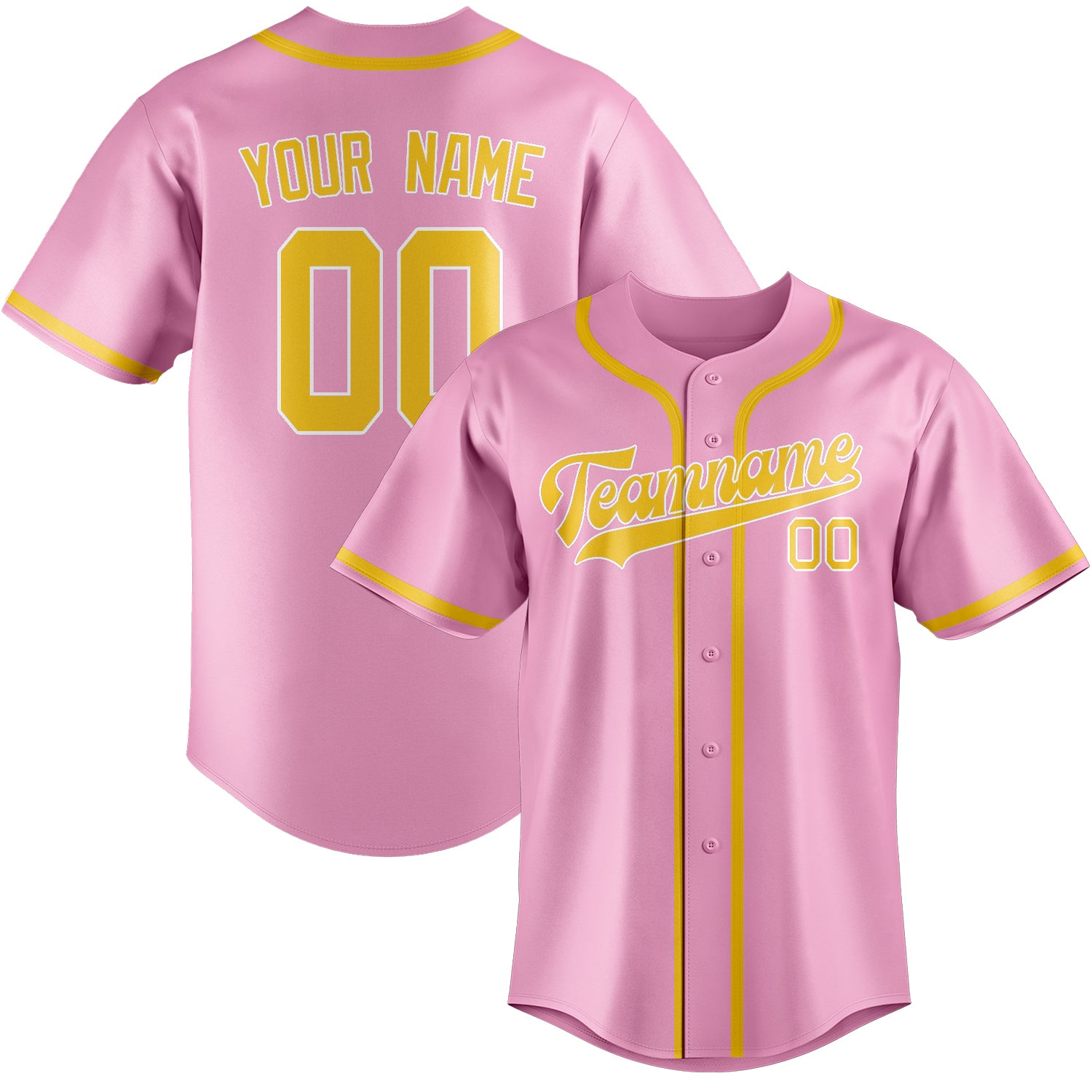 Custom Light Pink Gold Baseball Jersey