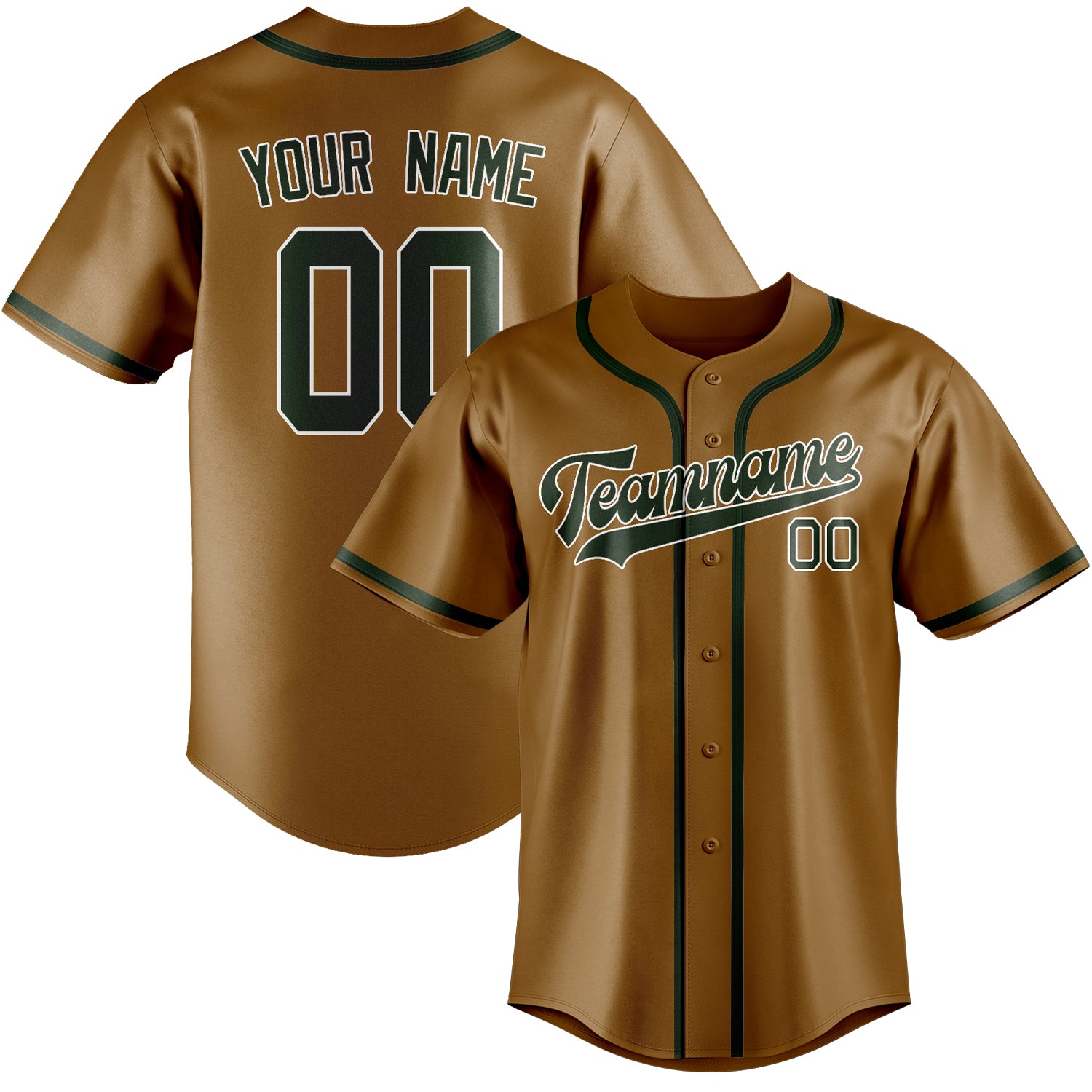 Custom Khaki Dark Green Baseball Jersey
