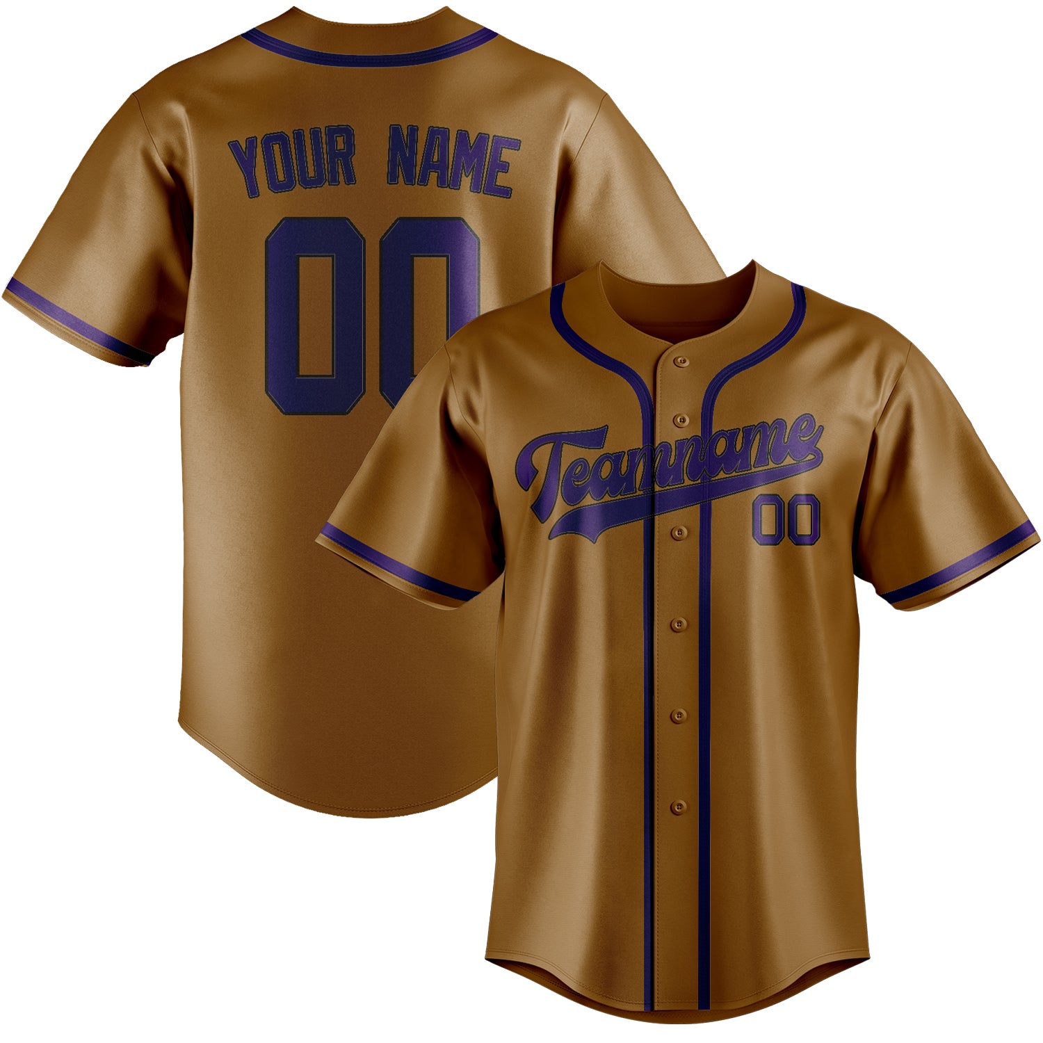 Custom Khaki Purple Baseball Jersey