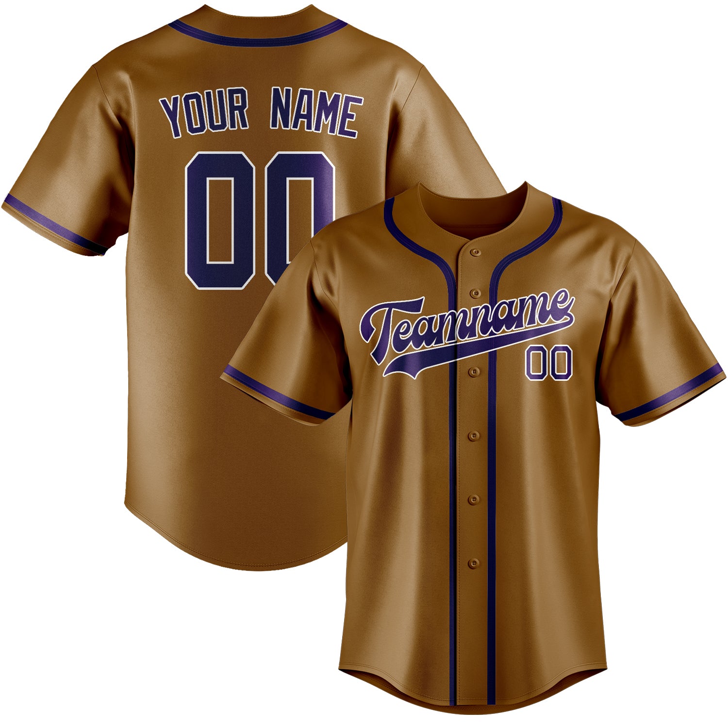 Custom Khaki Purple Baseball Jersey