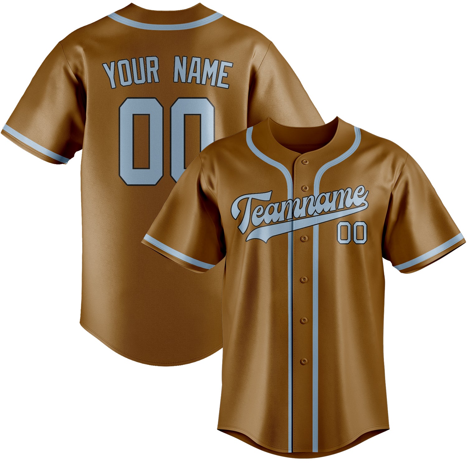 Custom Khaki Light Blue Baseball Jersey