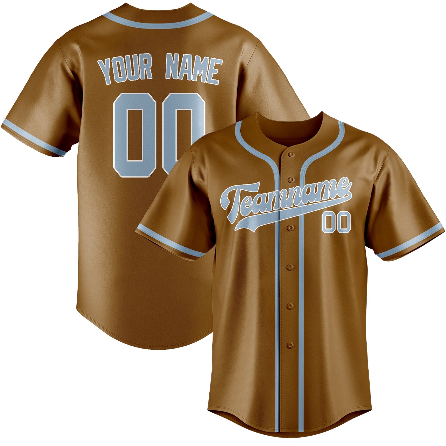 Custom Khaki Light Blue Baseball Jersey