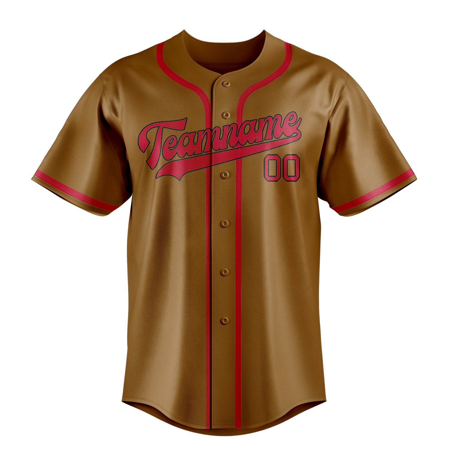 Custom Khaki Red Baseball Jersey