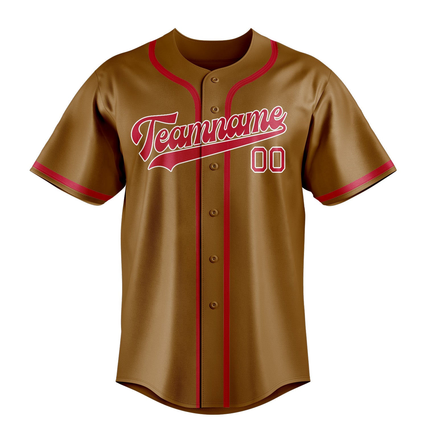 Custom Khaki Red Baseball Jersey