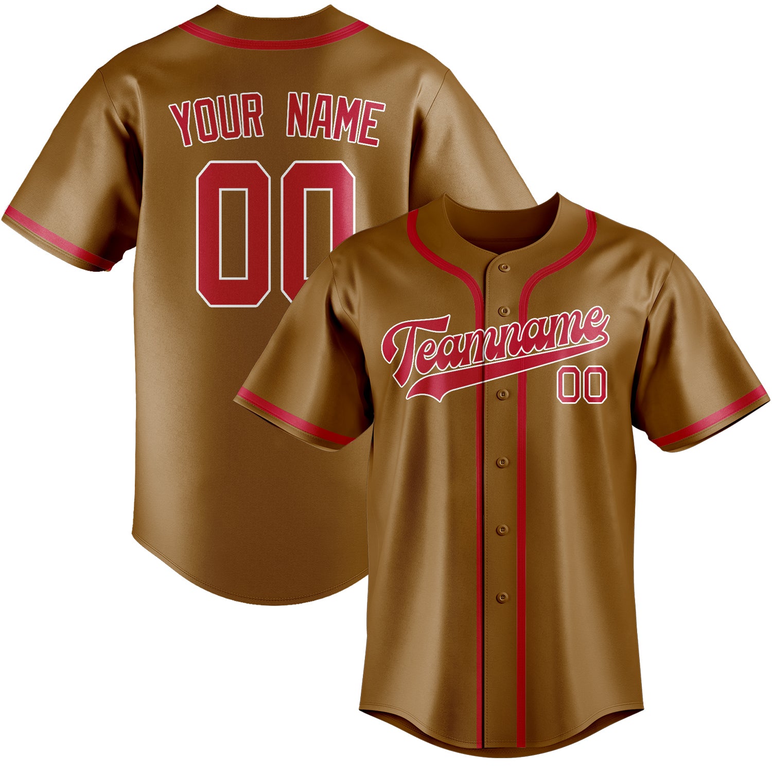 Custom Khaki Red Baseball Jersey