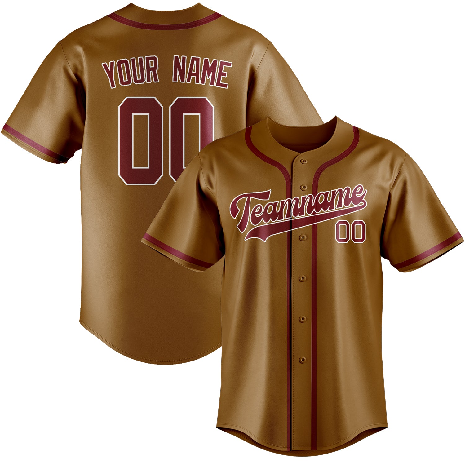 Custom Khaki Crimson Red Baseball Jersey