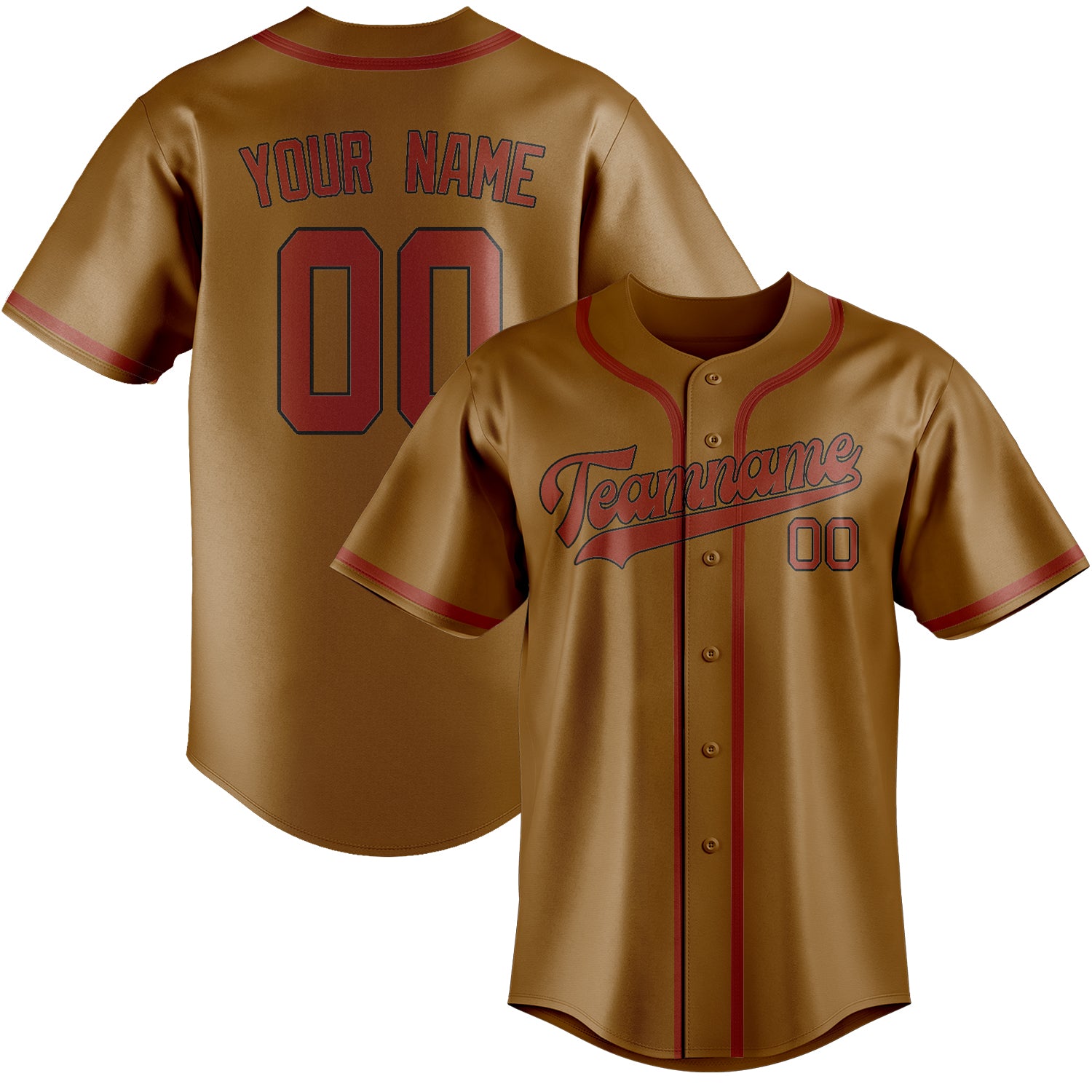 Custom Khaki Coral Red Baseball Jersey