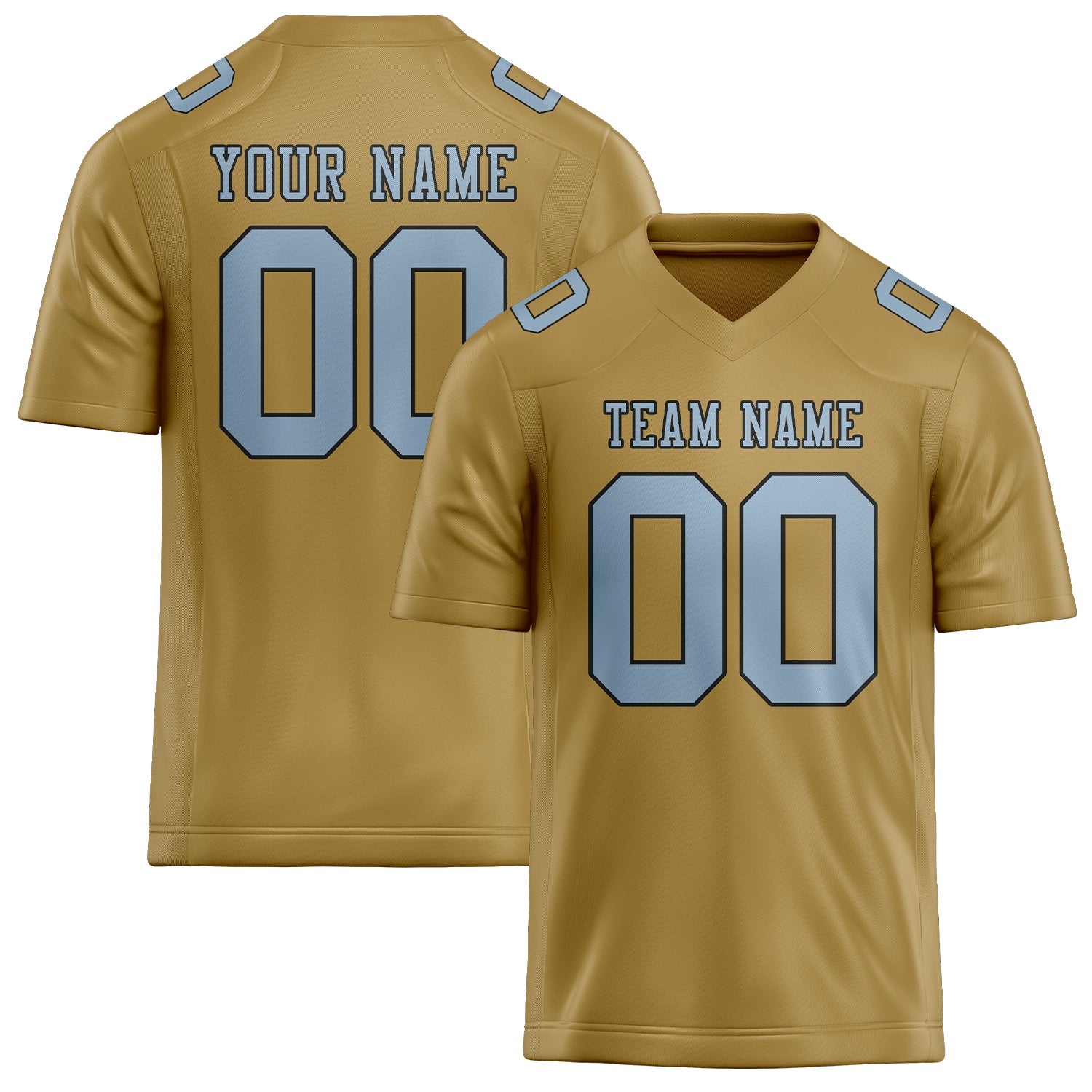 Custom Khaki Light Blue Football Jersey