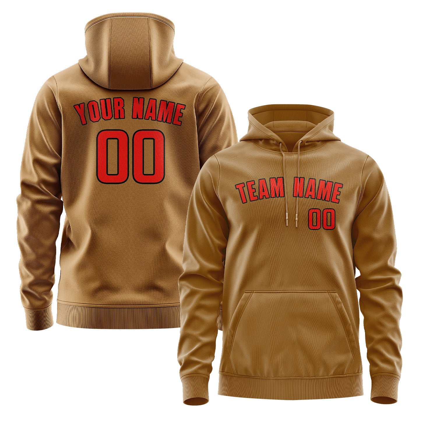 Custom Khaki Orange Red Hoodie